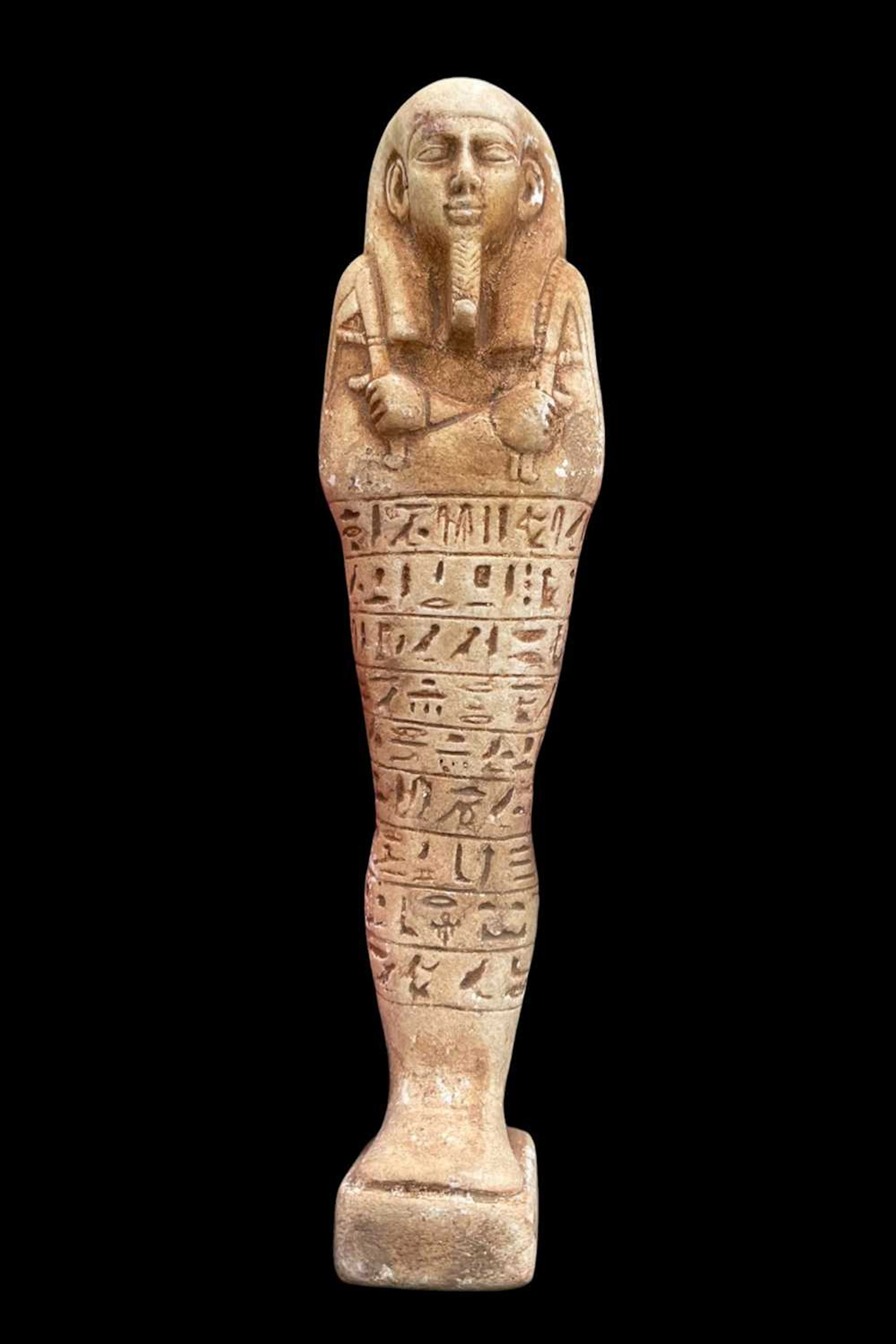 EGYPTIAN INSCRIBED SHABTI WITH DIVINE BEARD