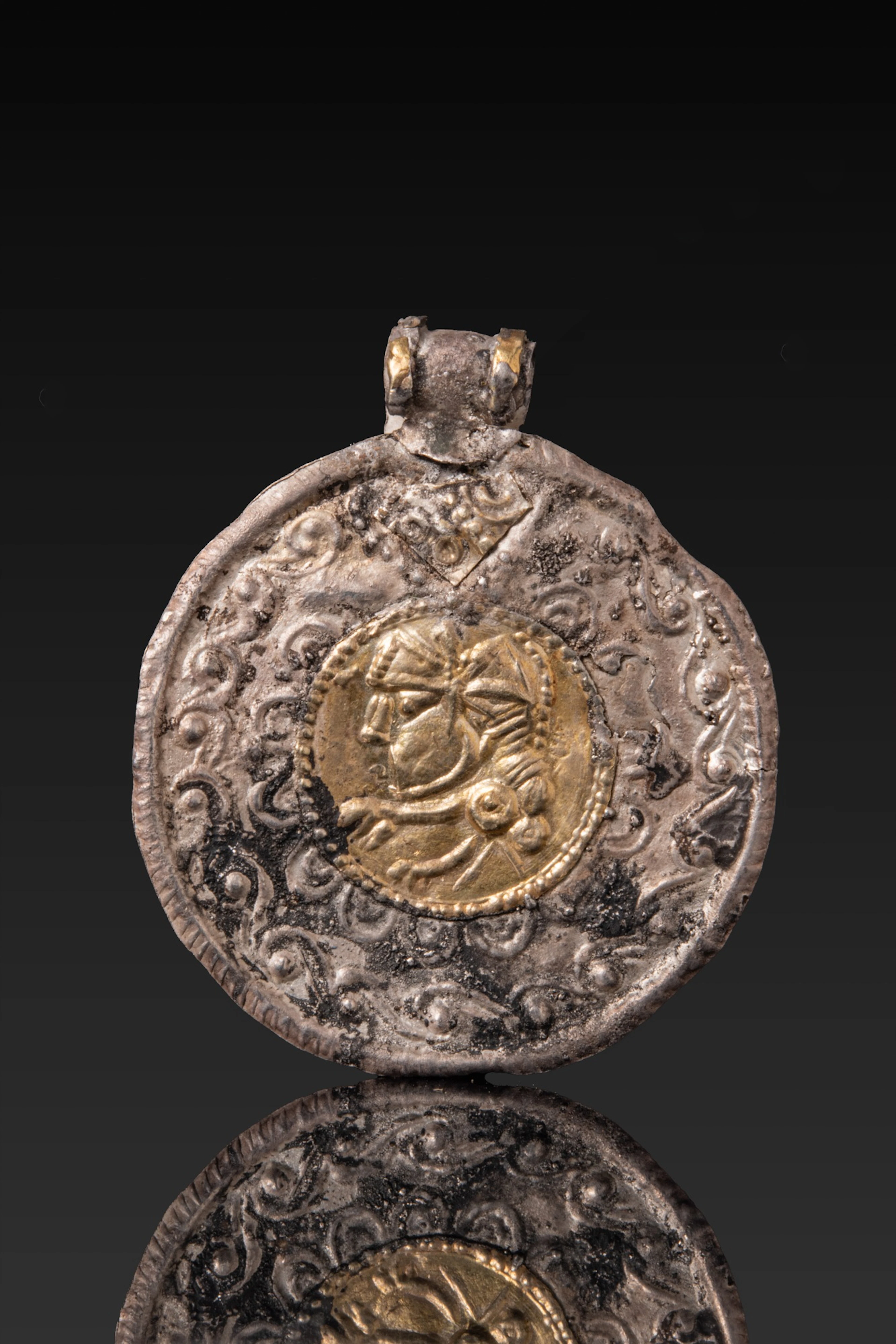 PAIR OF VIKING PERIOD BRONZE TORTOISE BROOCHES WITH RAVENS