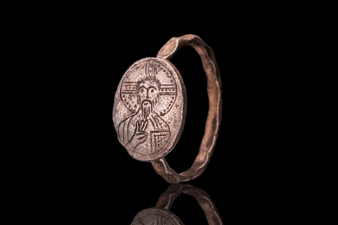 BYZANTINE SILVER RING WITH BUST OF CHRIST