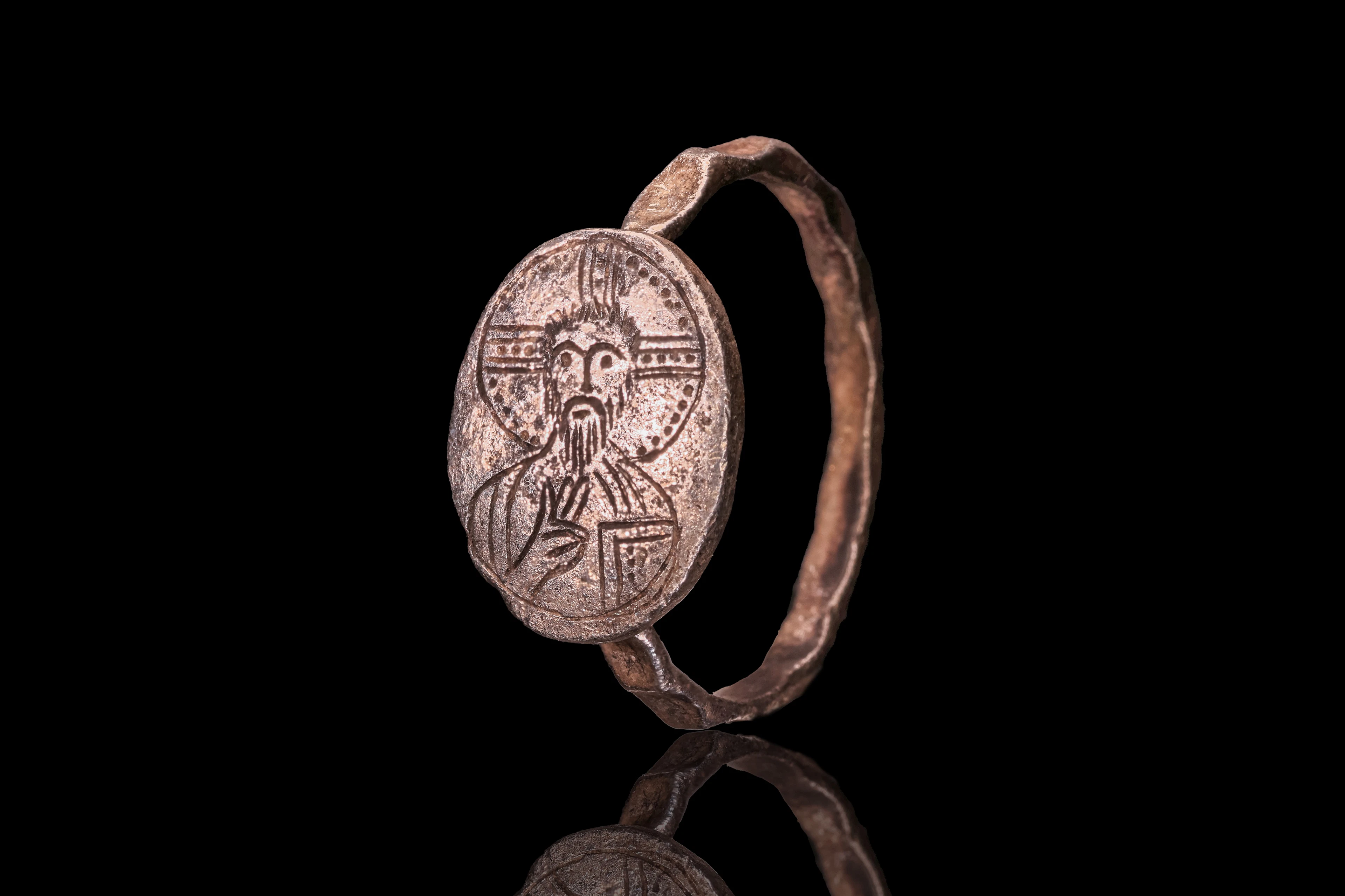BYZANTINE SILVER RING WITH BUST OF CHRIST