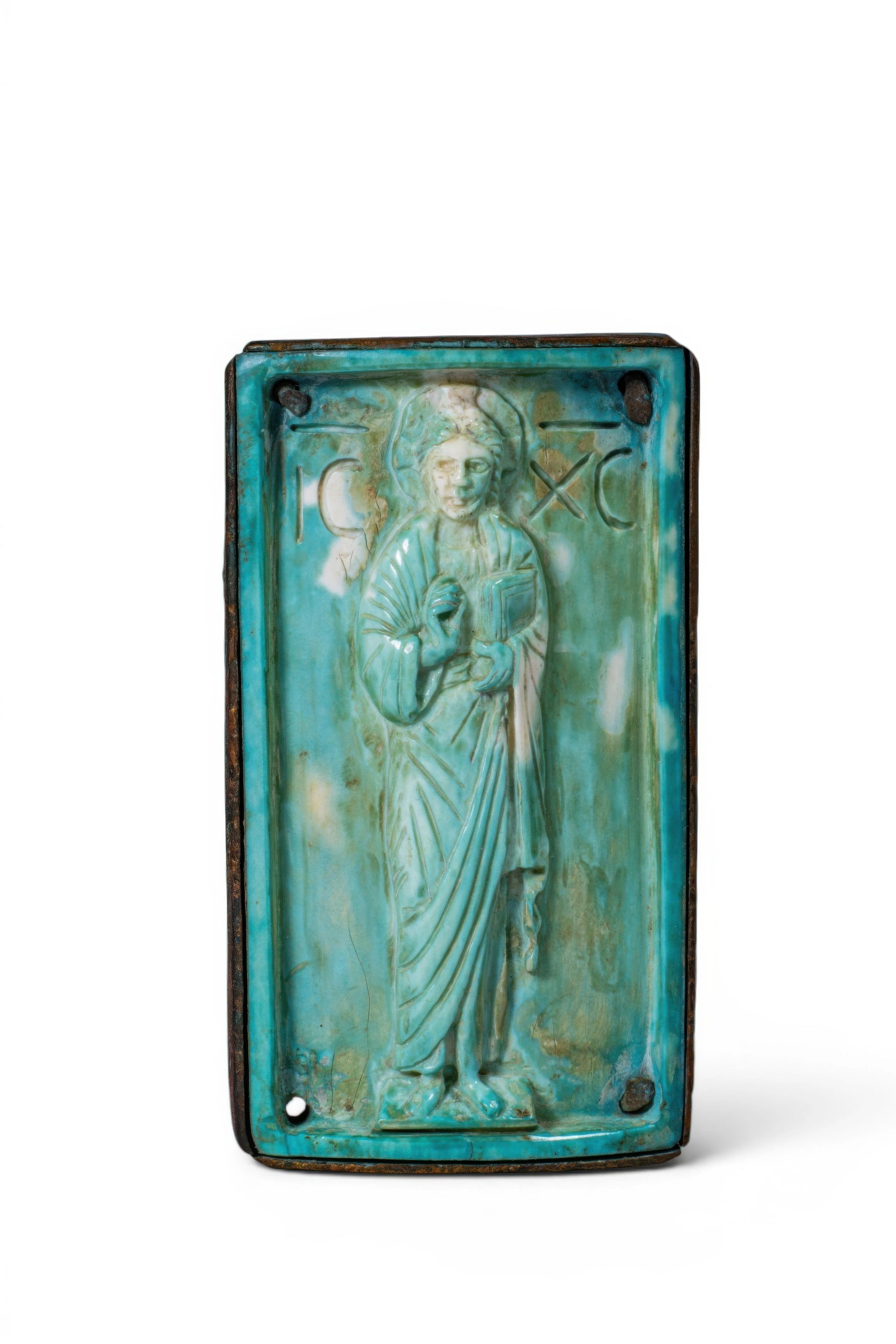 BYZANTINE BONE PLAQUE WITH BLESSING CHRIST