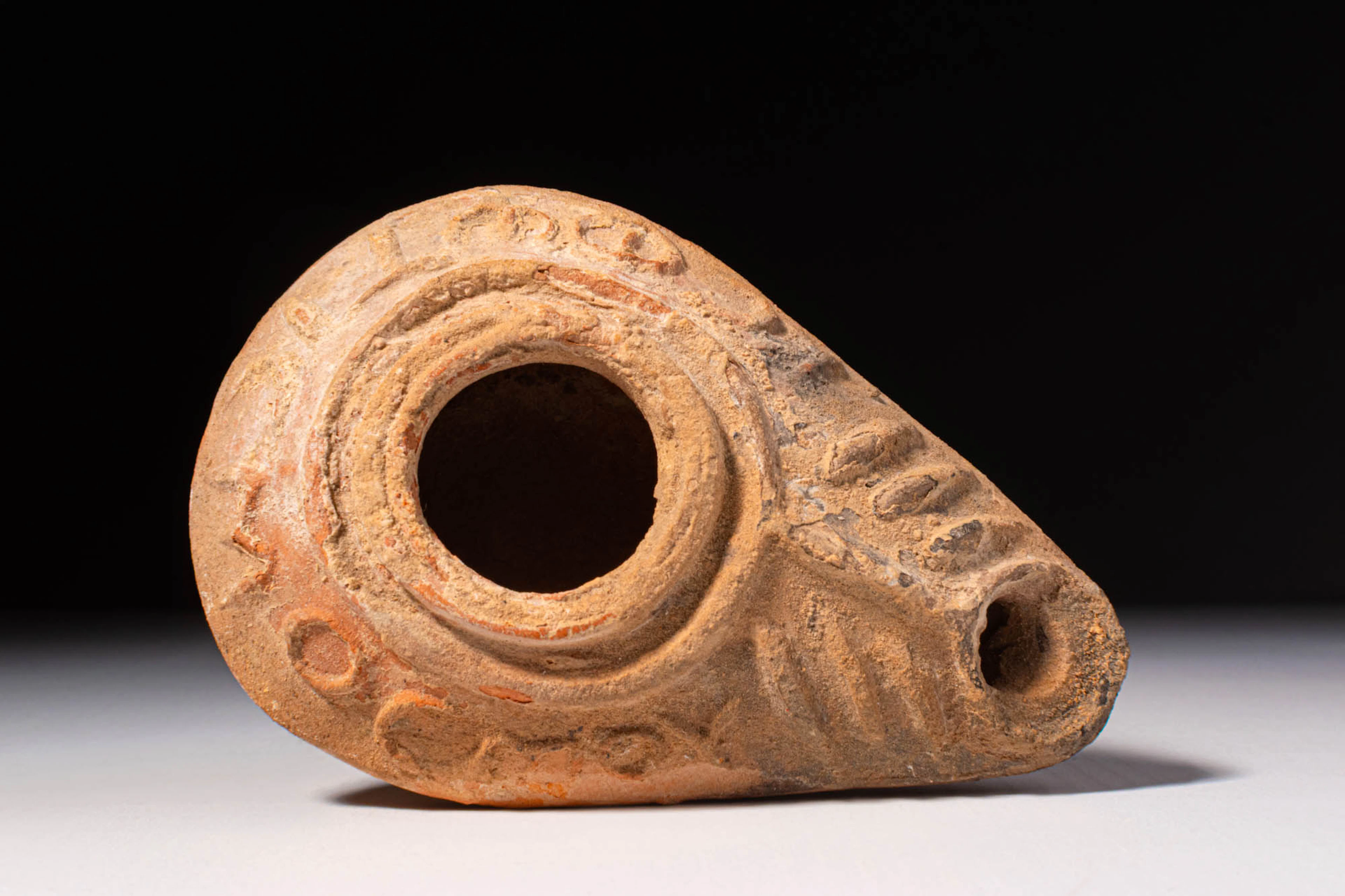 BYZANTINE TERRACOTTA OIL LAMP WITH INSCRIPTION