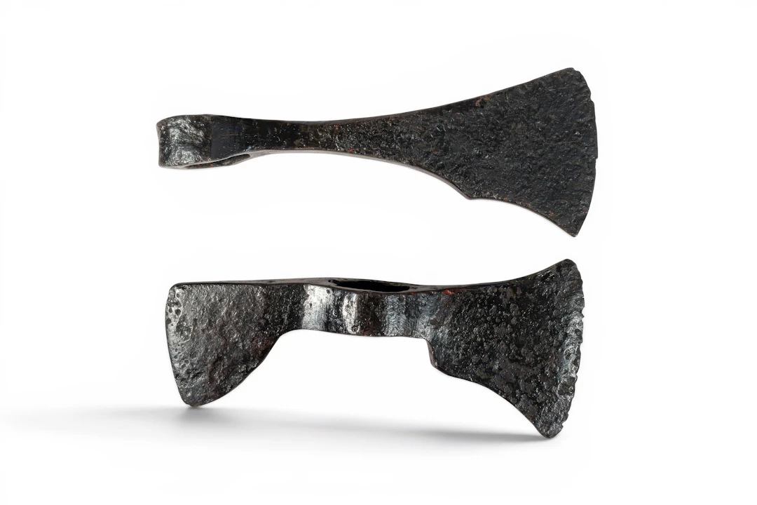 PAIR OF VIKING IRON AXE HEADS
