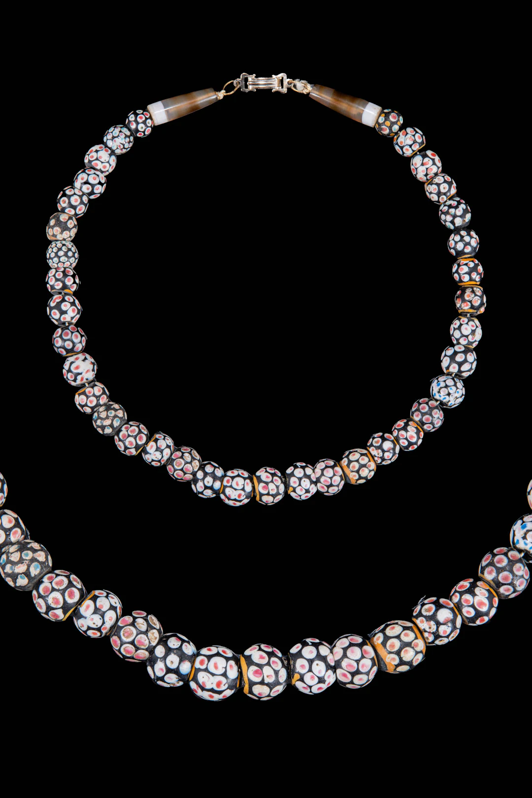 ROMANO EGYPTIAN GLASS AND BANDED AGATE BEAD NECKLACE
