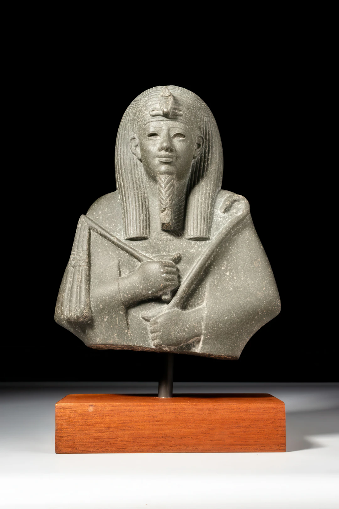 EGYPTIAN GREEN SCHIST BUST OF OSIRIS