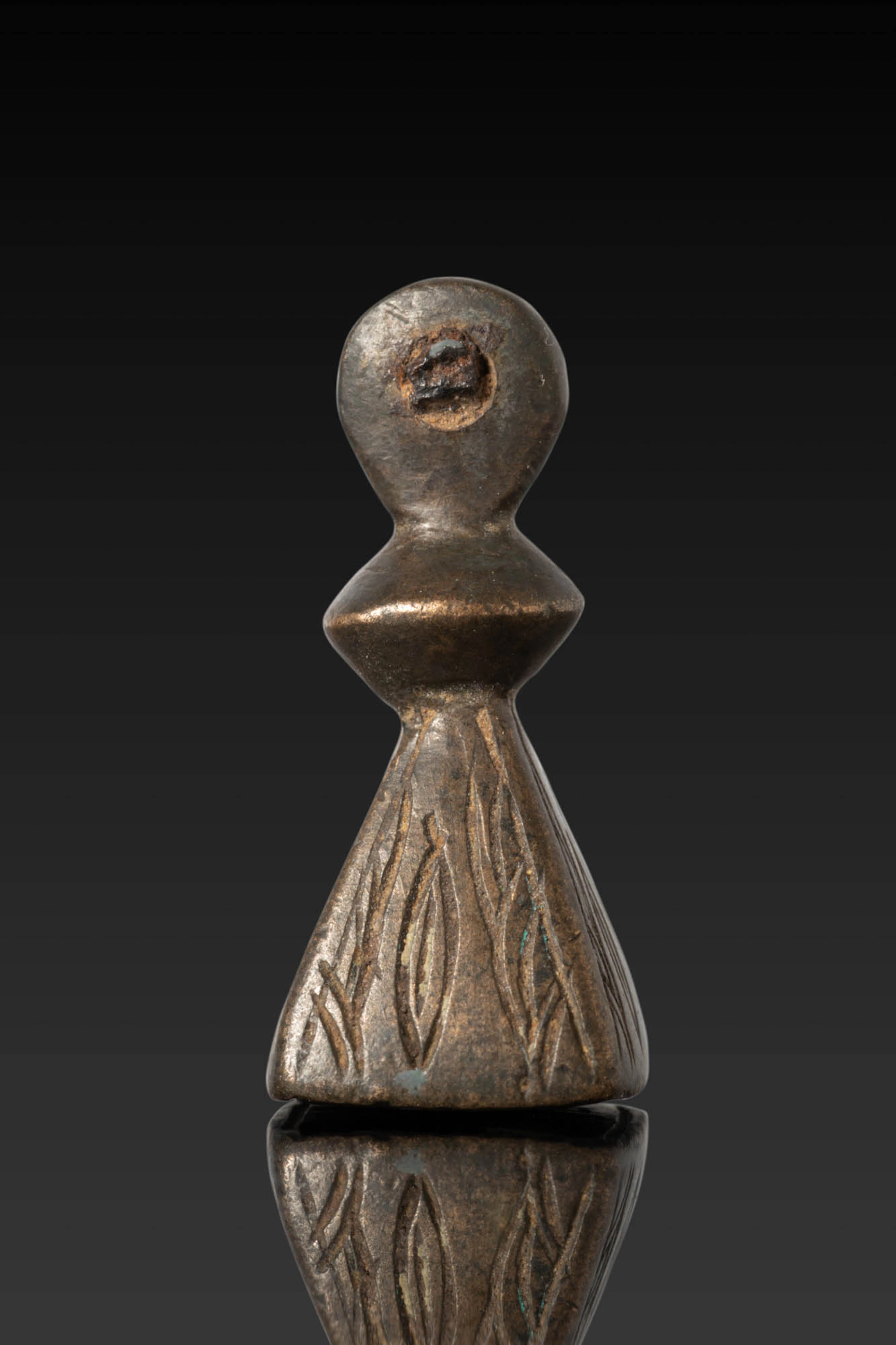 BYZANTINE BRONZE STAMP SEAL WITH GREEK INSCRIPTION
