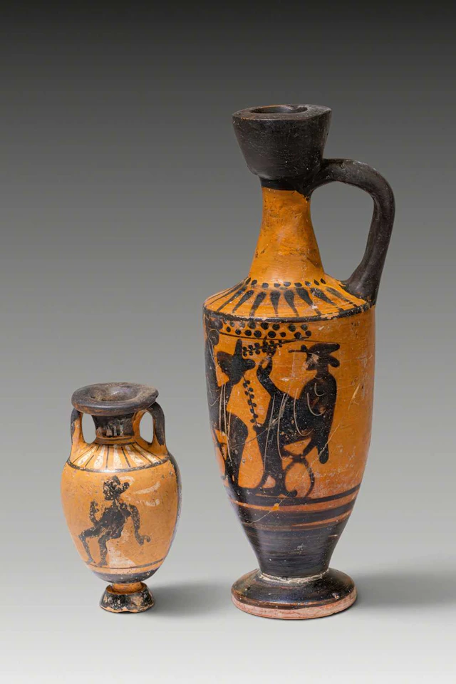 PAIR OF GREEK BLACK-FIGURE VESSELS (AMPHORA AND LEKYTHOS)