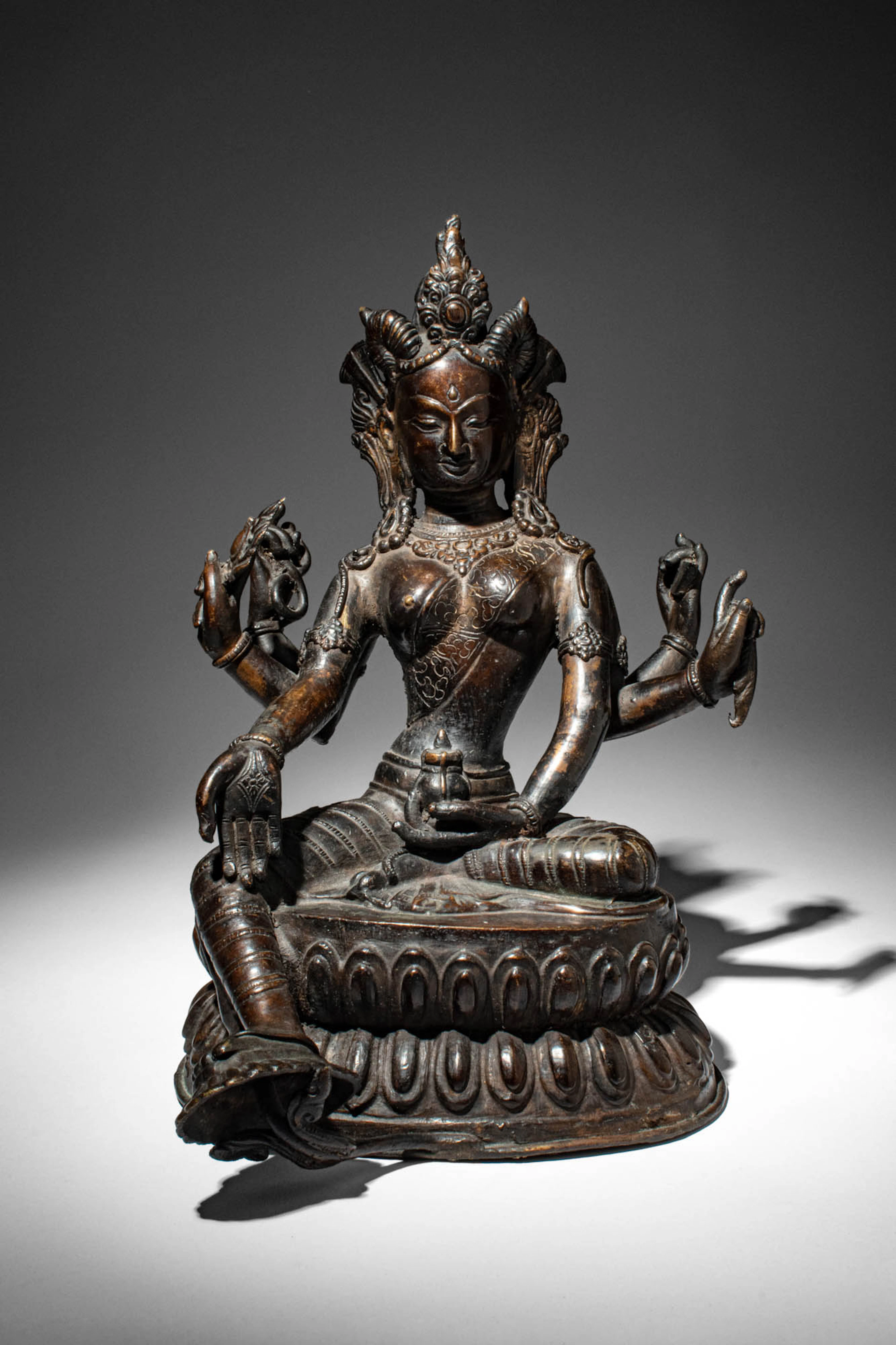 LARGE NEPALESE BRONZE VASUDHARA