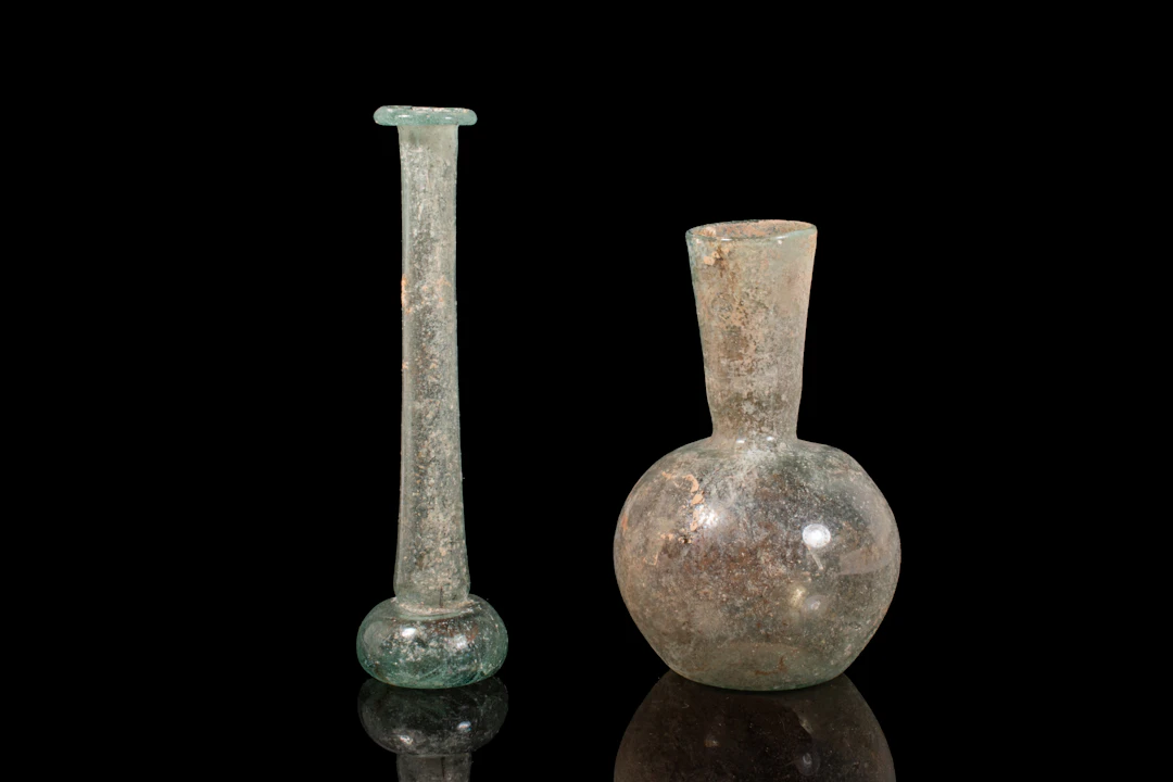 PAIR OF LARGE ROMAN GLASS VESSELS