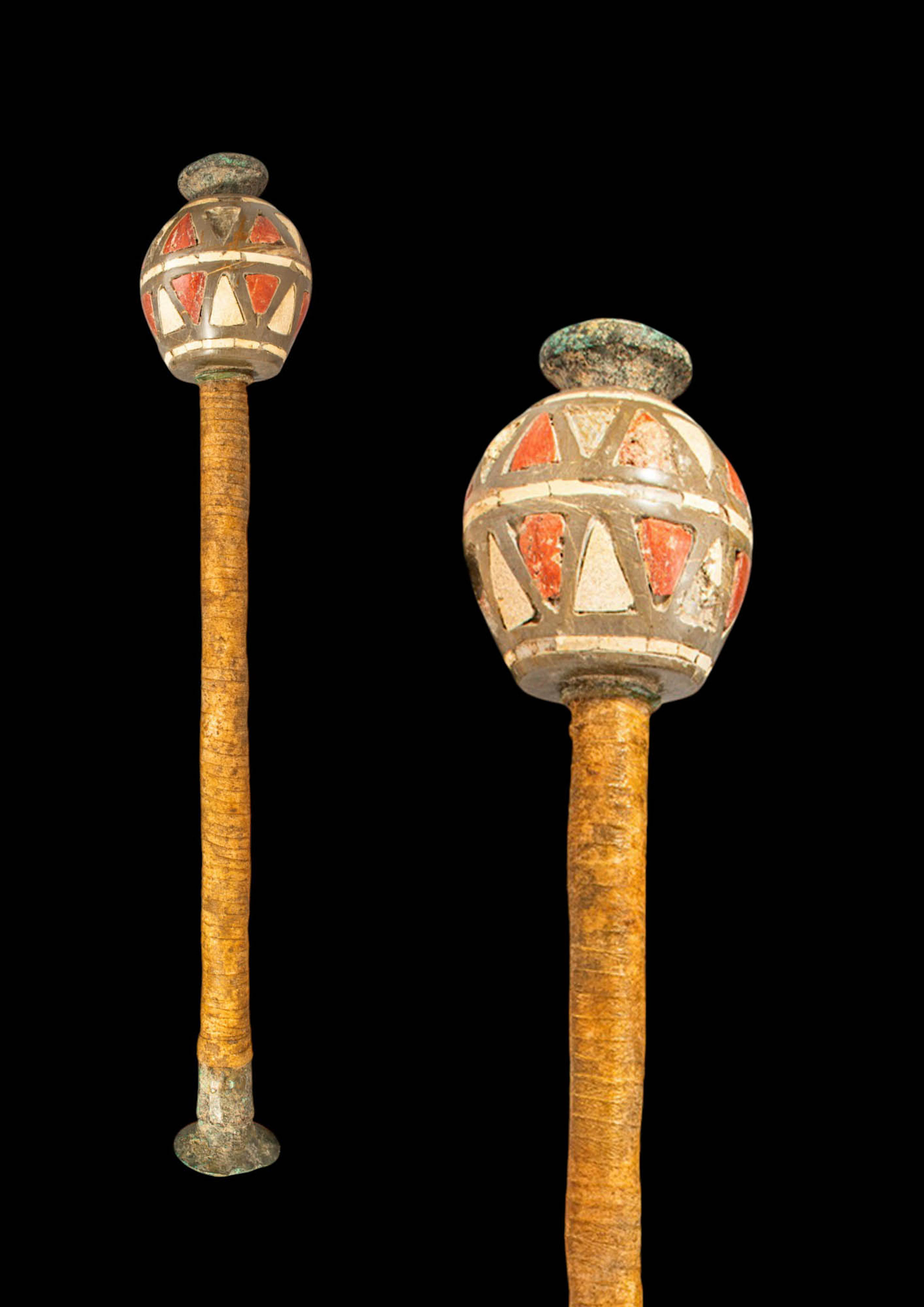 MESOPOTAMIAN BRONZE MACE WITH STONE INLAID HEAD