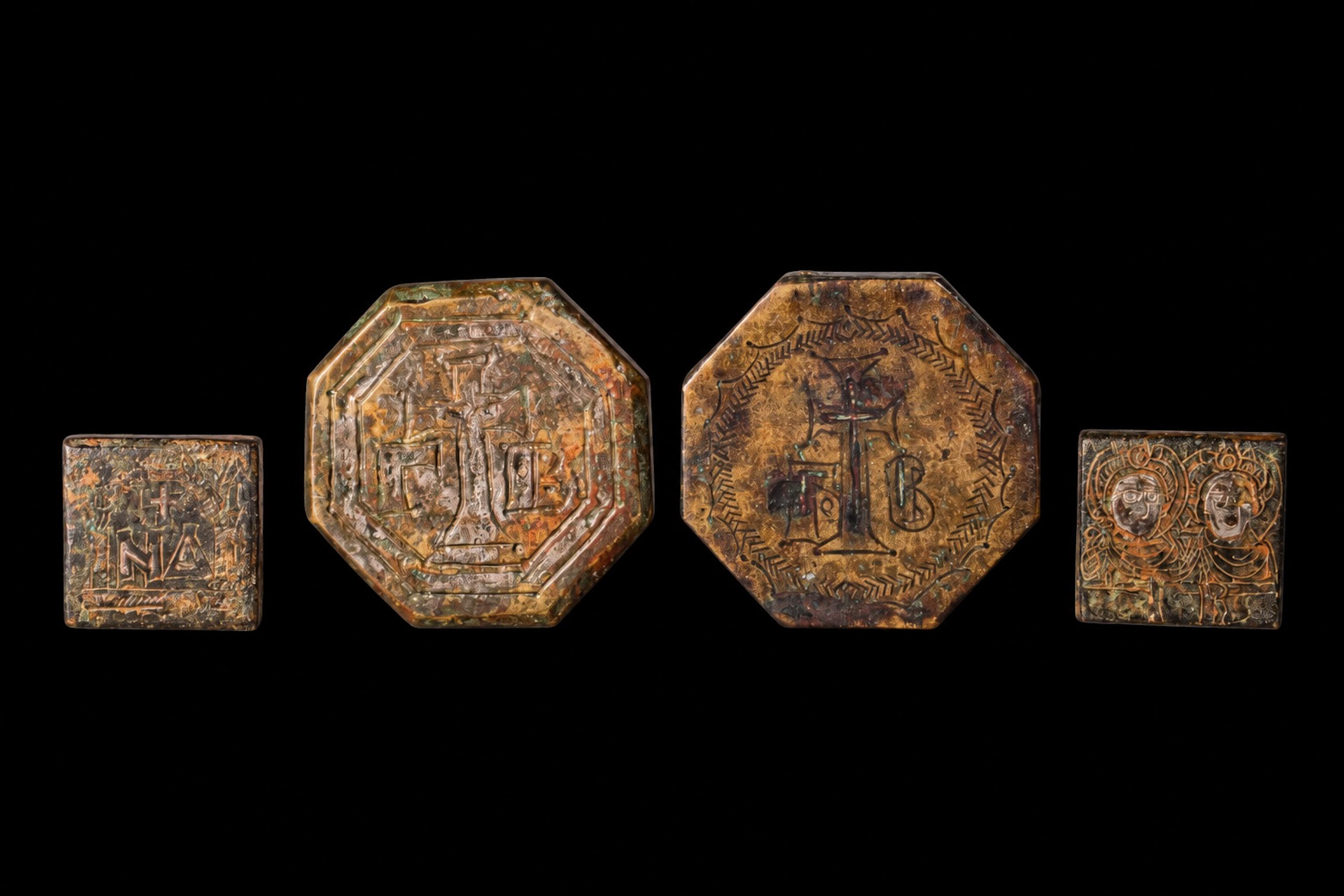 COLLECTION OF BYZANTINE INLAID WEIGHTS