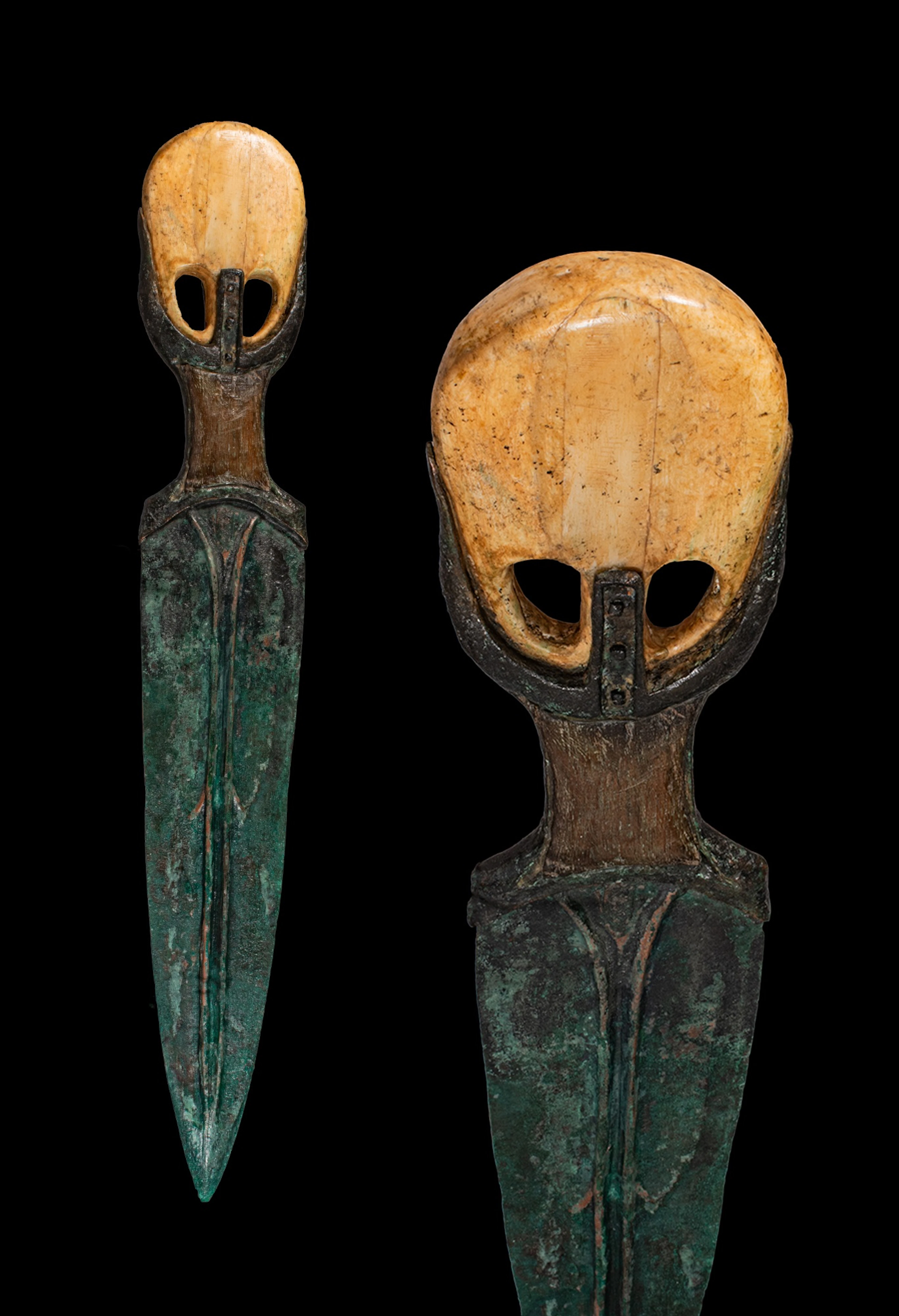 EGYPTIAN BRONZE AND BONE DAGGER