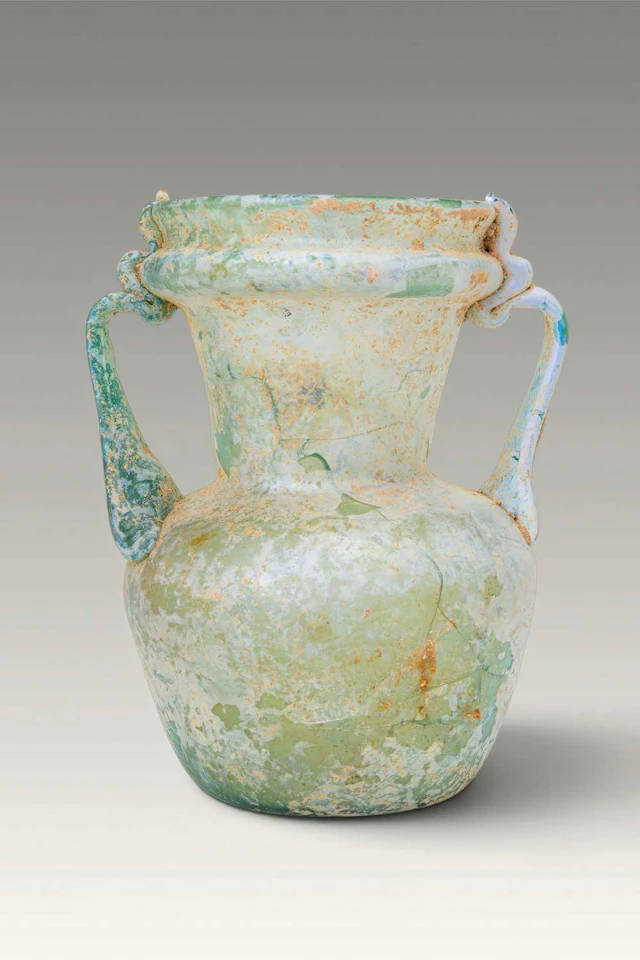 ROMAN GLASS TWIN-HANDLED JAR