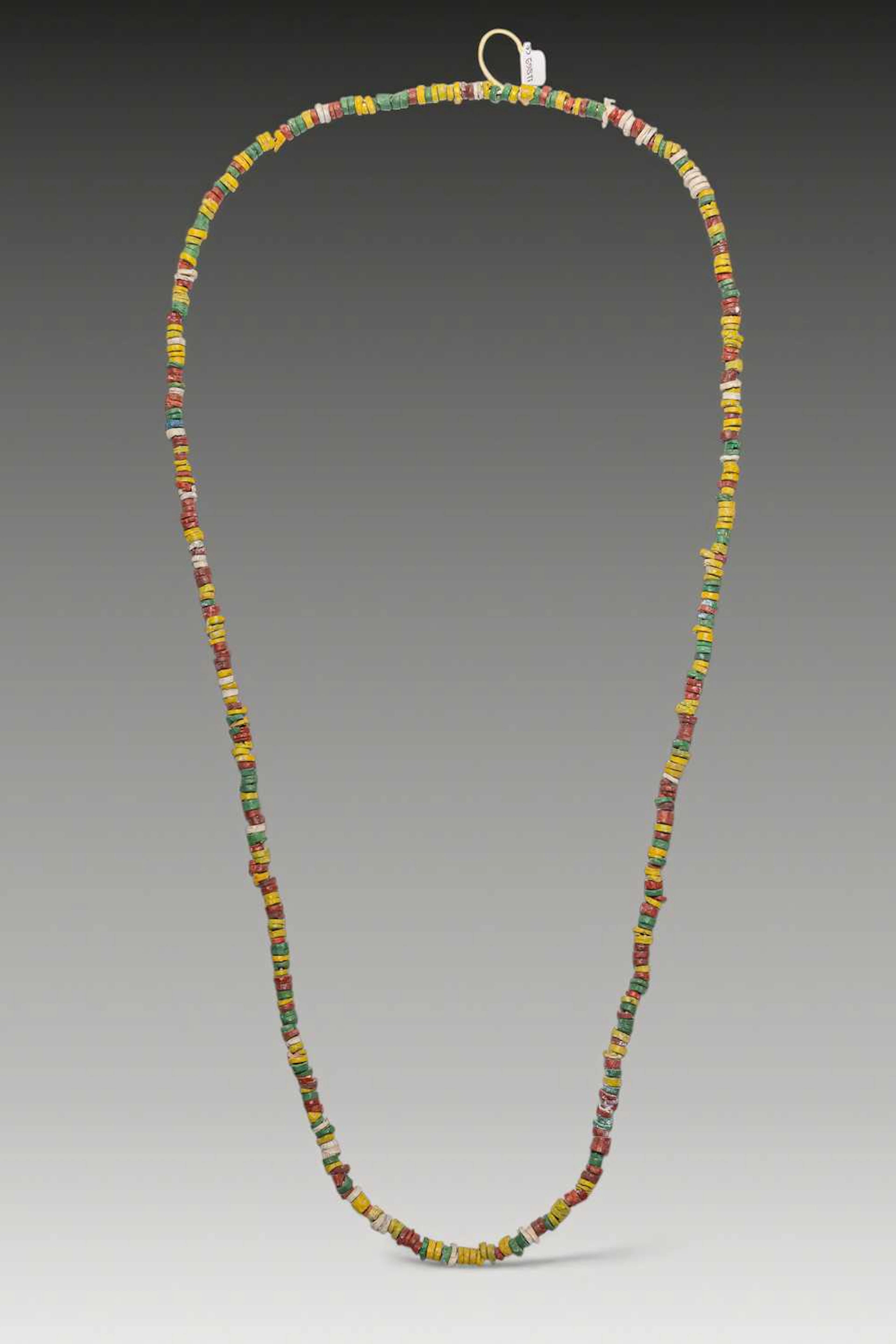 LARGE EGYPTIAN NECKLACE WITH POLYCHROME GLASS SEED BEADS
