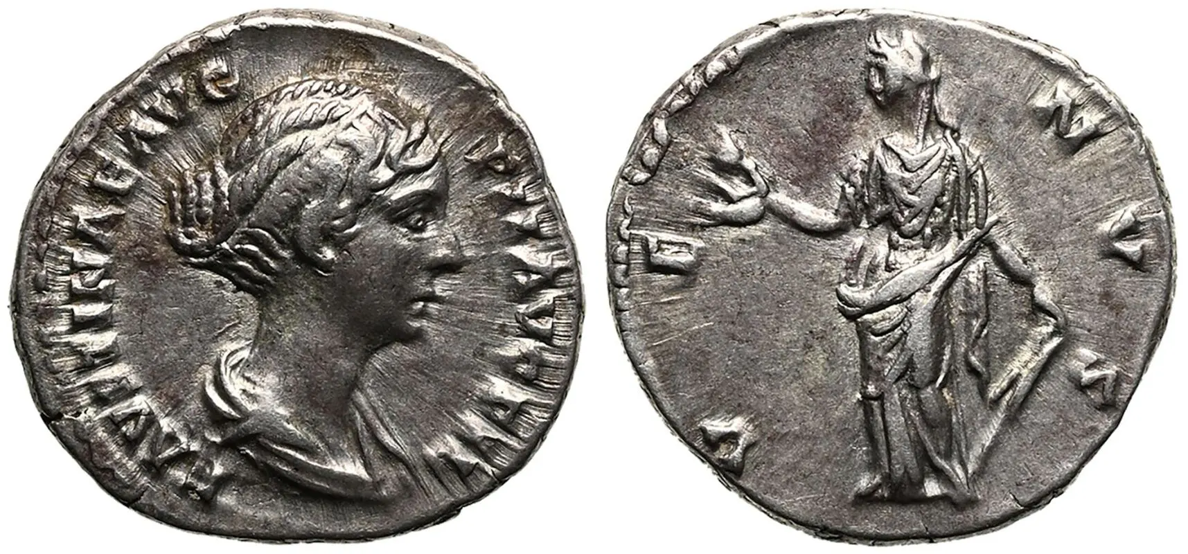 Roman Empire Faustina II (daughter of Antoninus Pius) AD 145-161 AR ...
