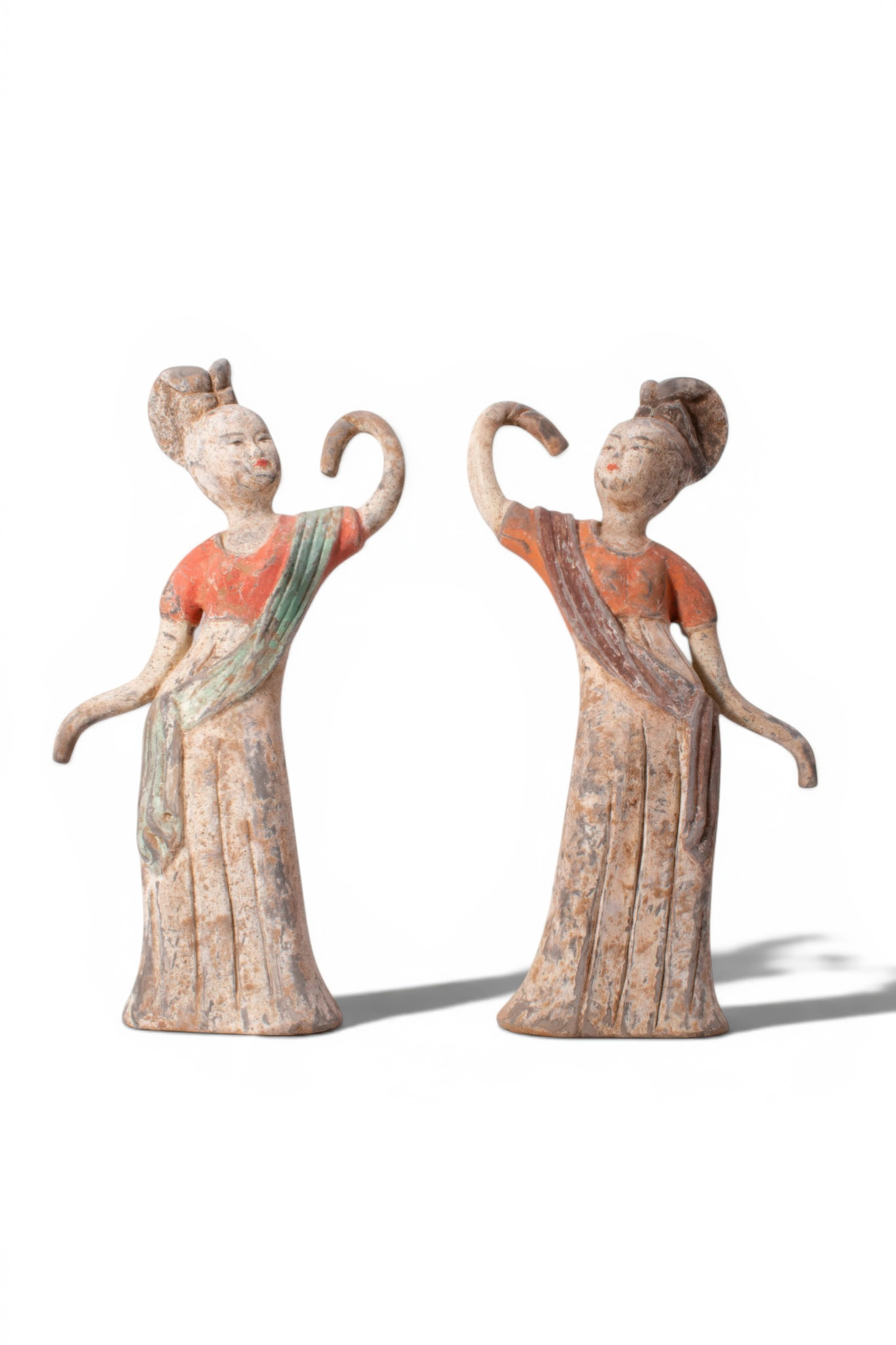 PAIR OF CHINESE TERRACOTTA FEMALE DANCERS - TL TESTED