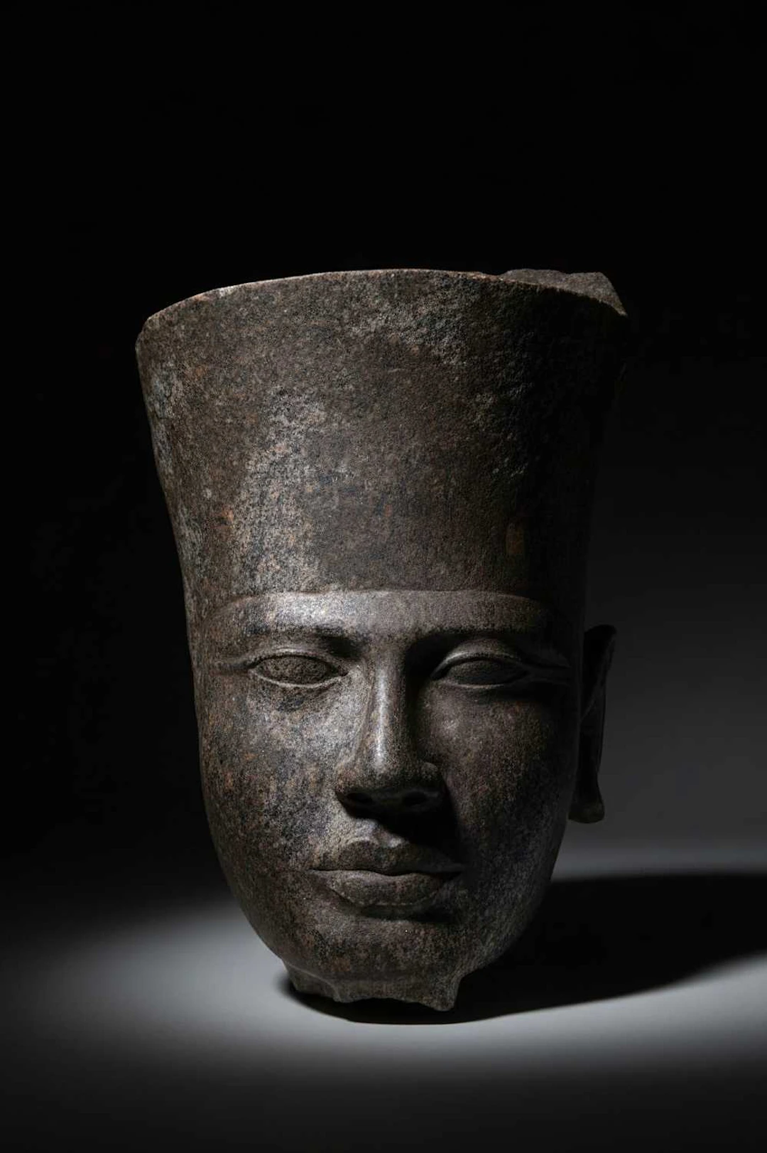 EGYPTIAN GREY STONE HEAD OF PHARAOH
