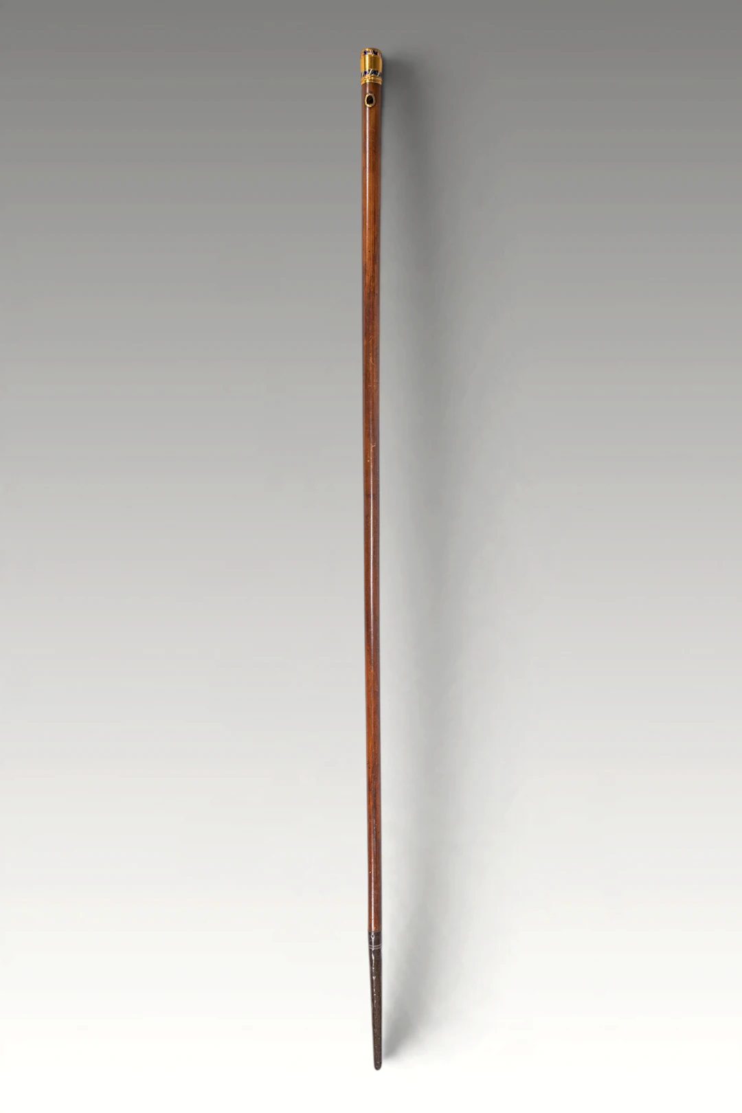 WALKING STICK WITH GOLD AND ENAMEL HANDLE
