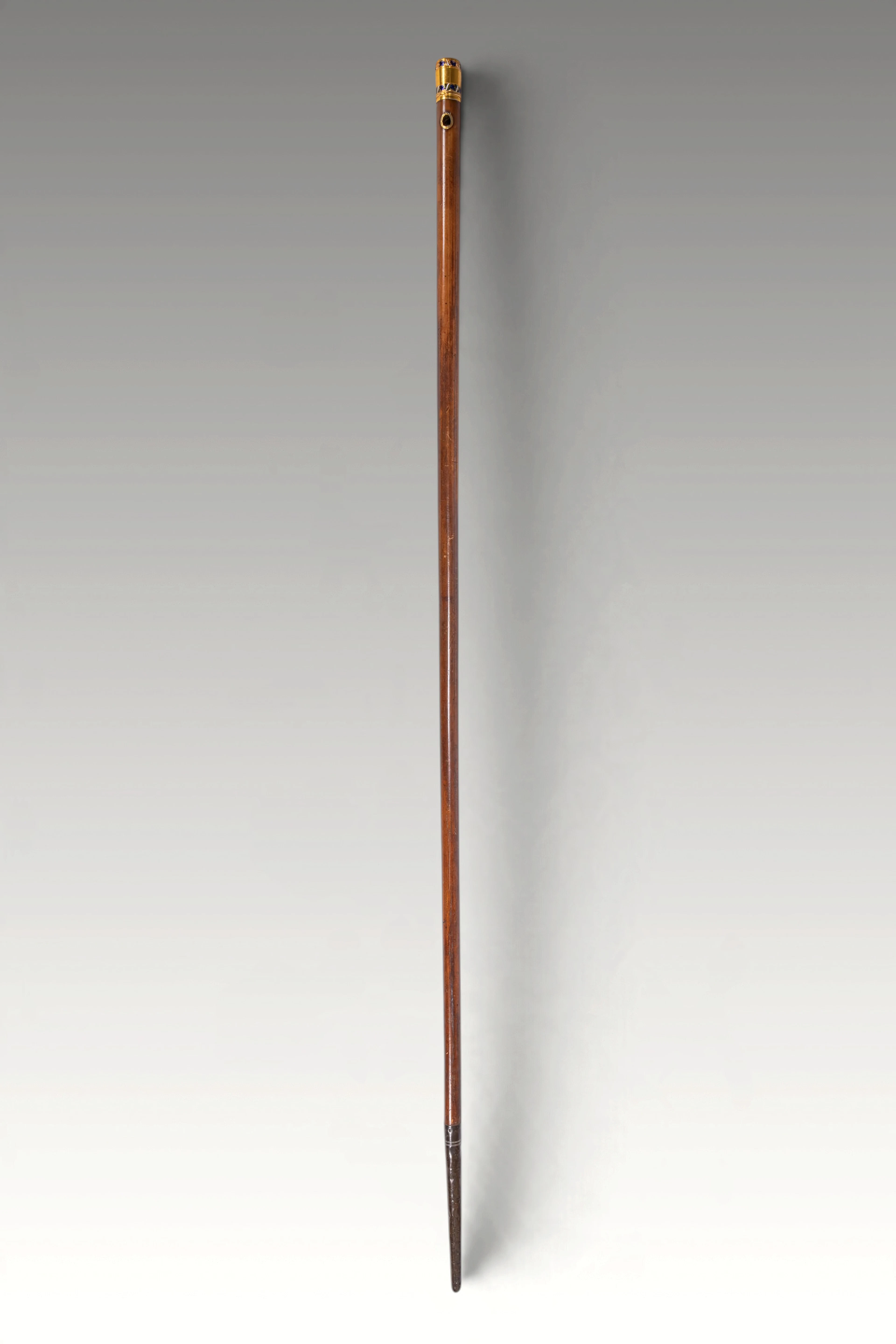 WALKING STICK WITH GOLD AND ENAMEL HANDLE