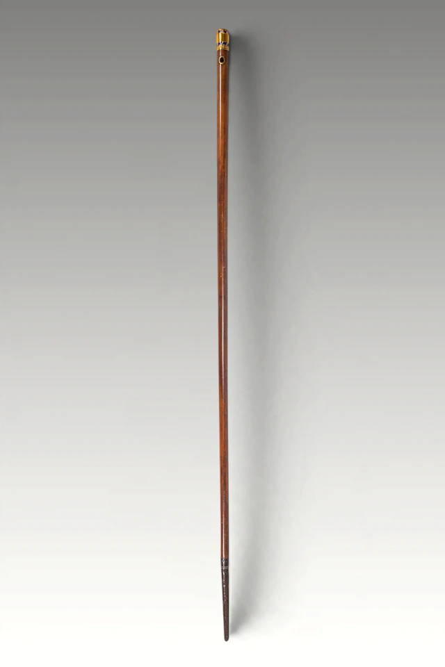 WALKING STICK WITH GOLD AND ENAMEL HANDLE