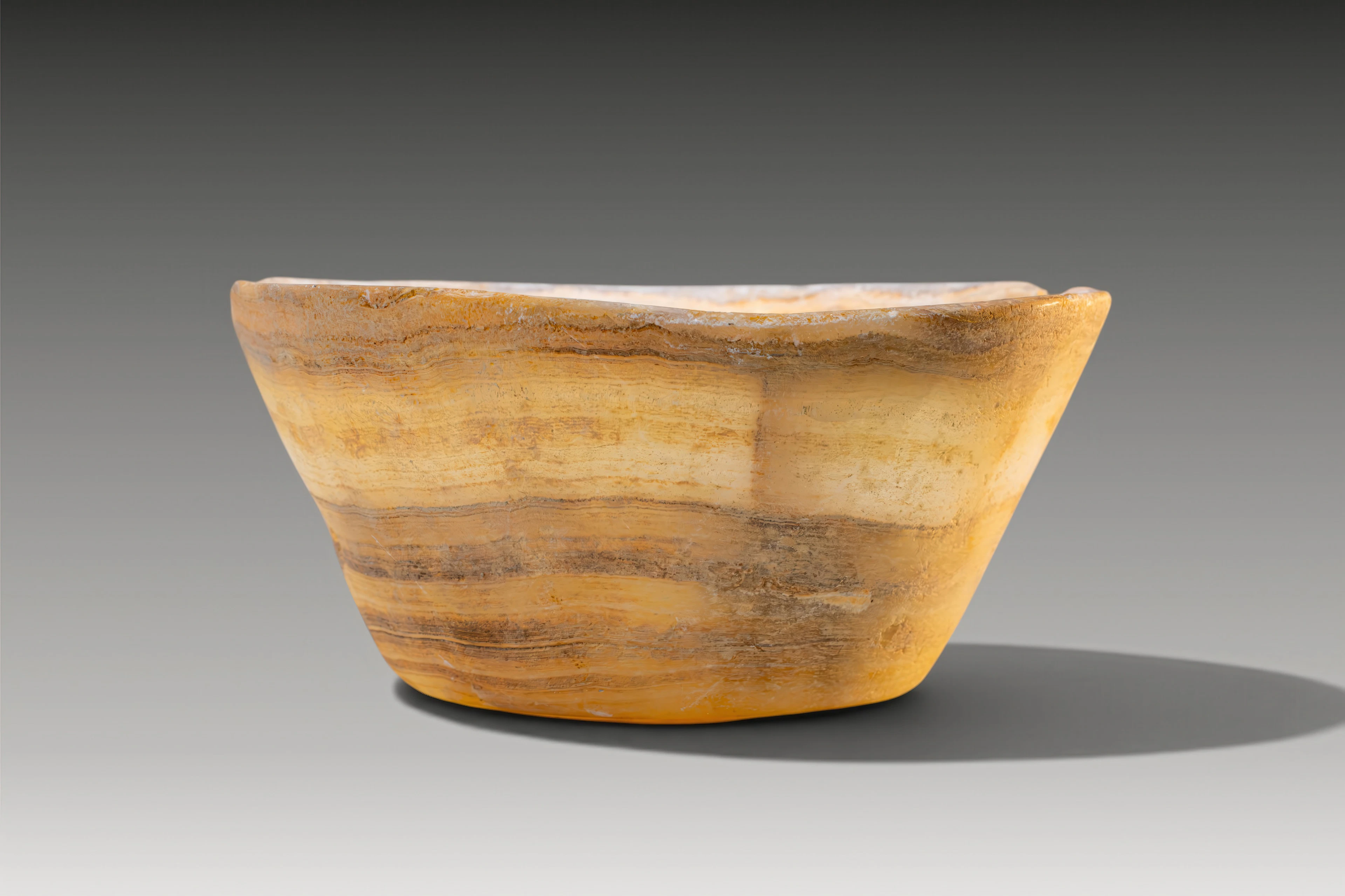 RARE EGYPTIAN VEINED ALABASTER BOWL
