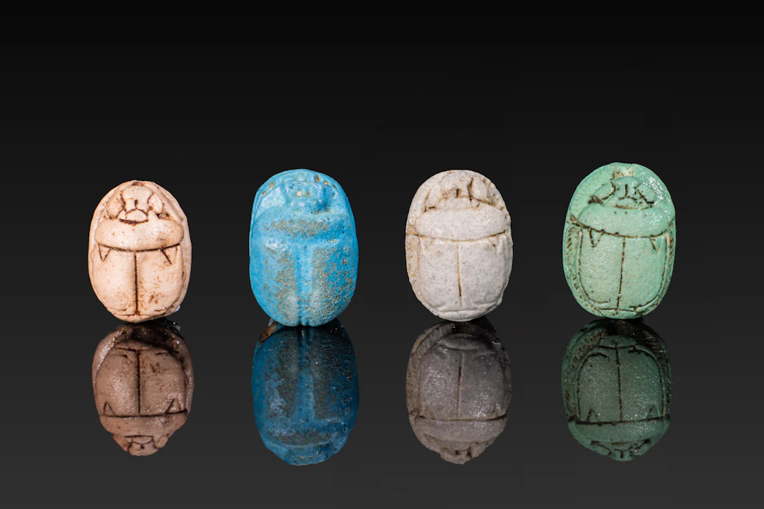 COLLECTION OF EGYPTIAN FAIENCE SCARABS