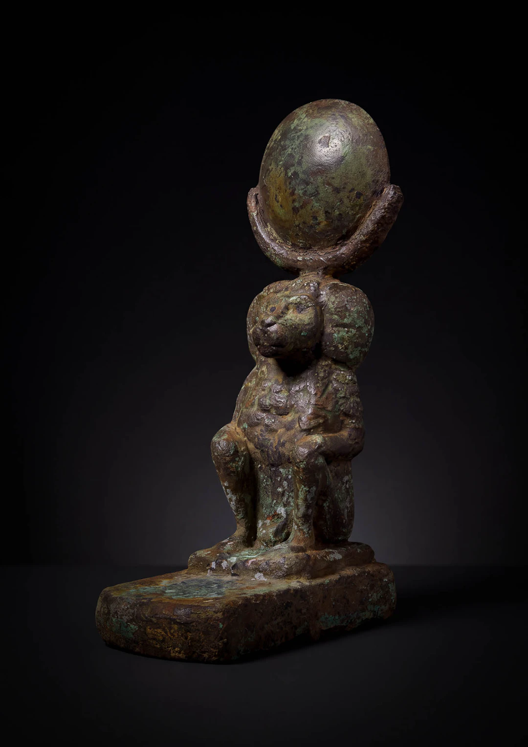 EGYPTIAN BRONZE SEATED BABOON
