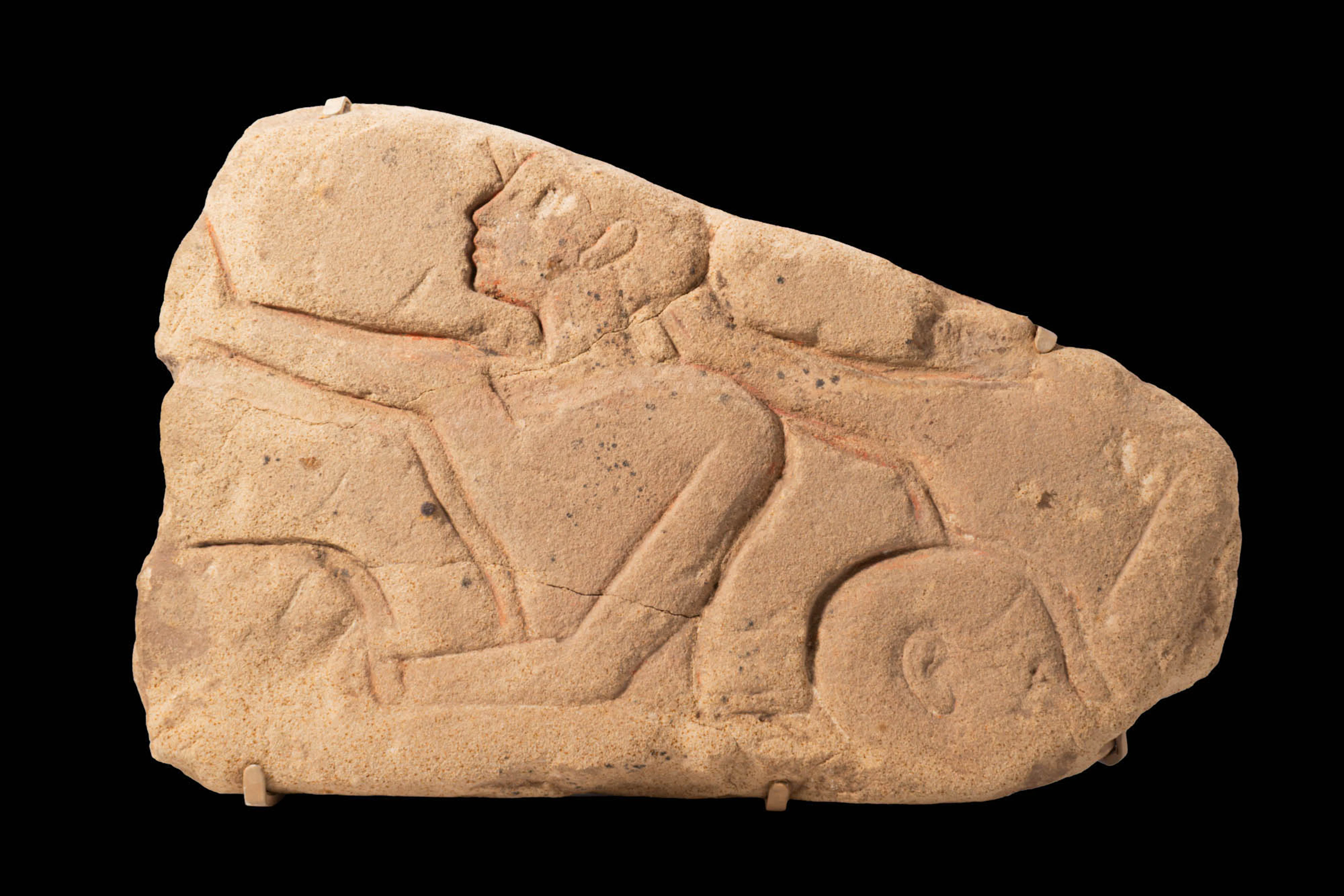 EGYPTIAN SANDSTONE RELIEF WITH PRIESTS
