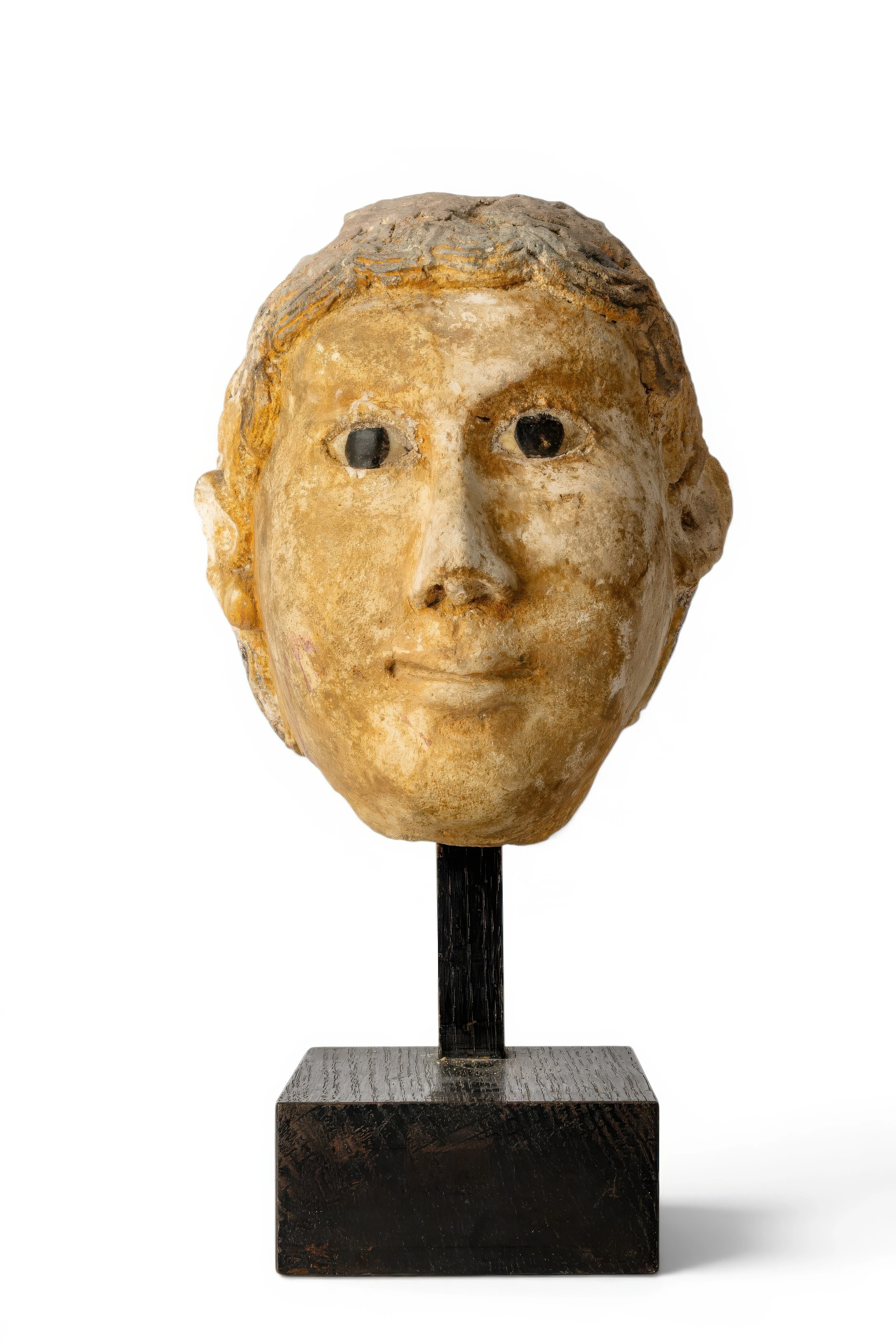 ROMANO-EGYPTIAN PAINTED PLASTER MASK OF YOUTH