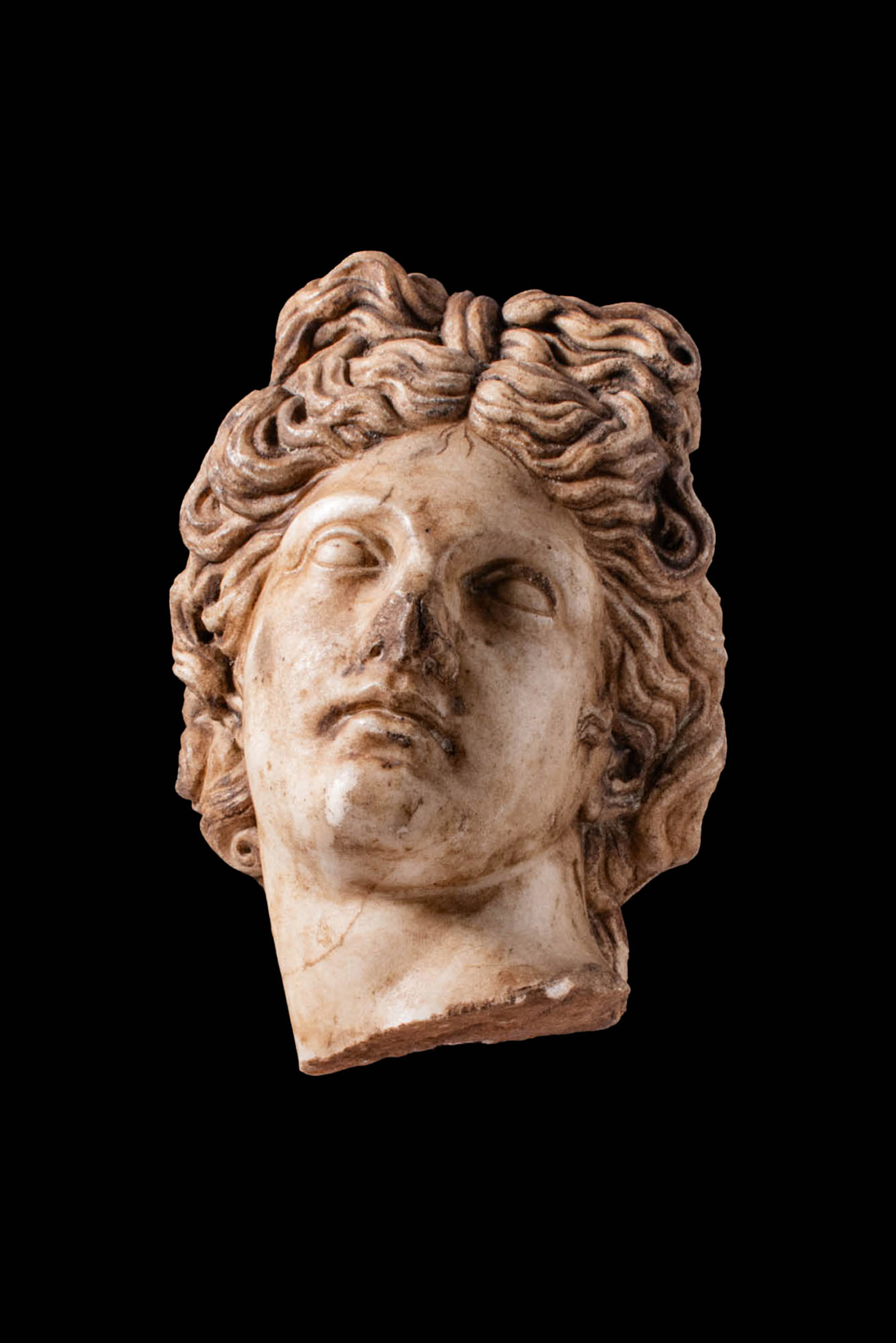 ROMAN MARBLE HEAD OF APOLLO