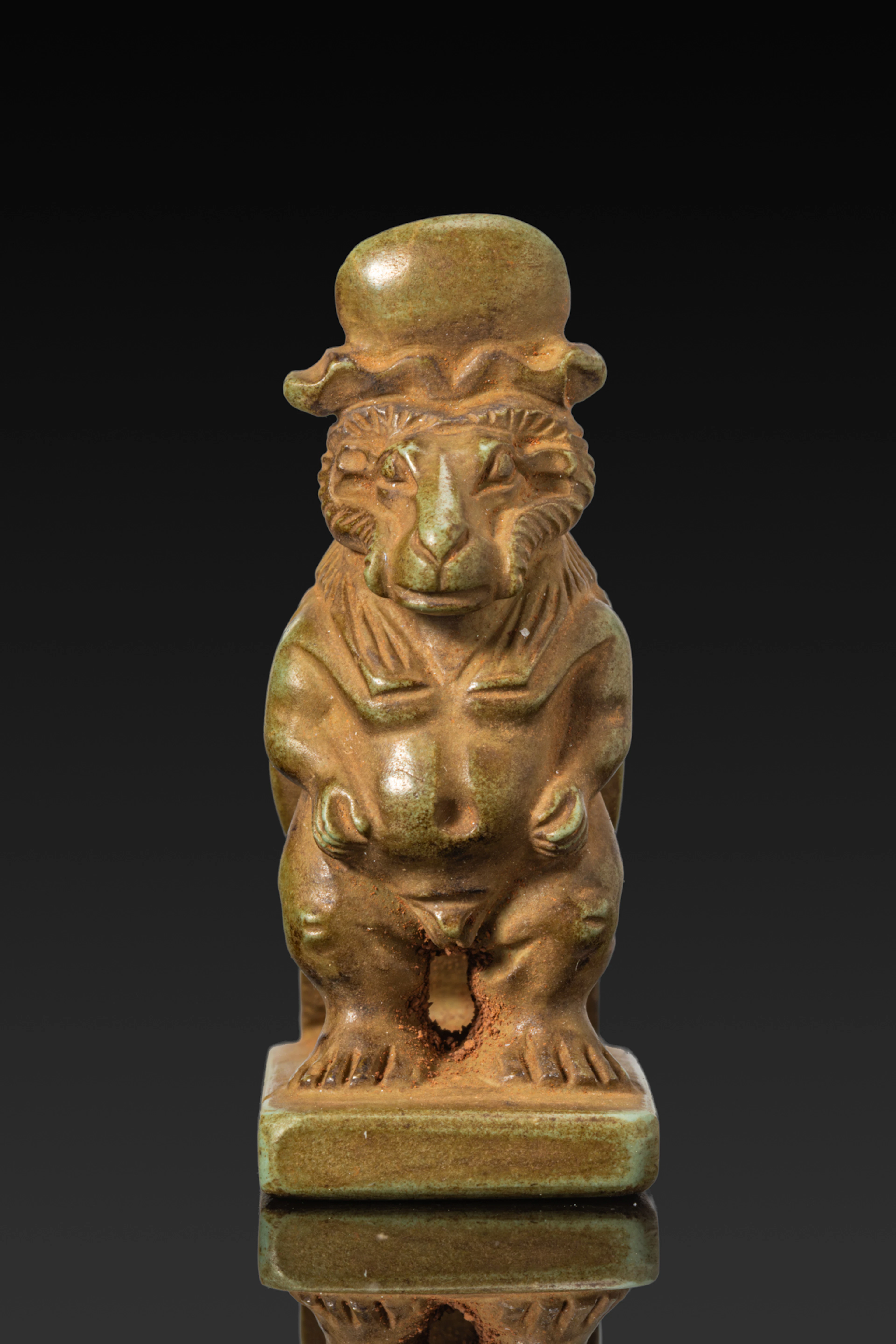 EGYPTIAN GREEN STEATITE AMULET OF A HYBRID DEITY