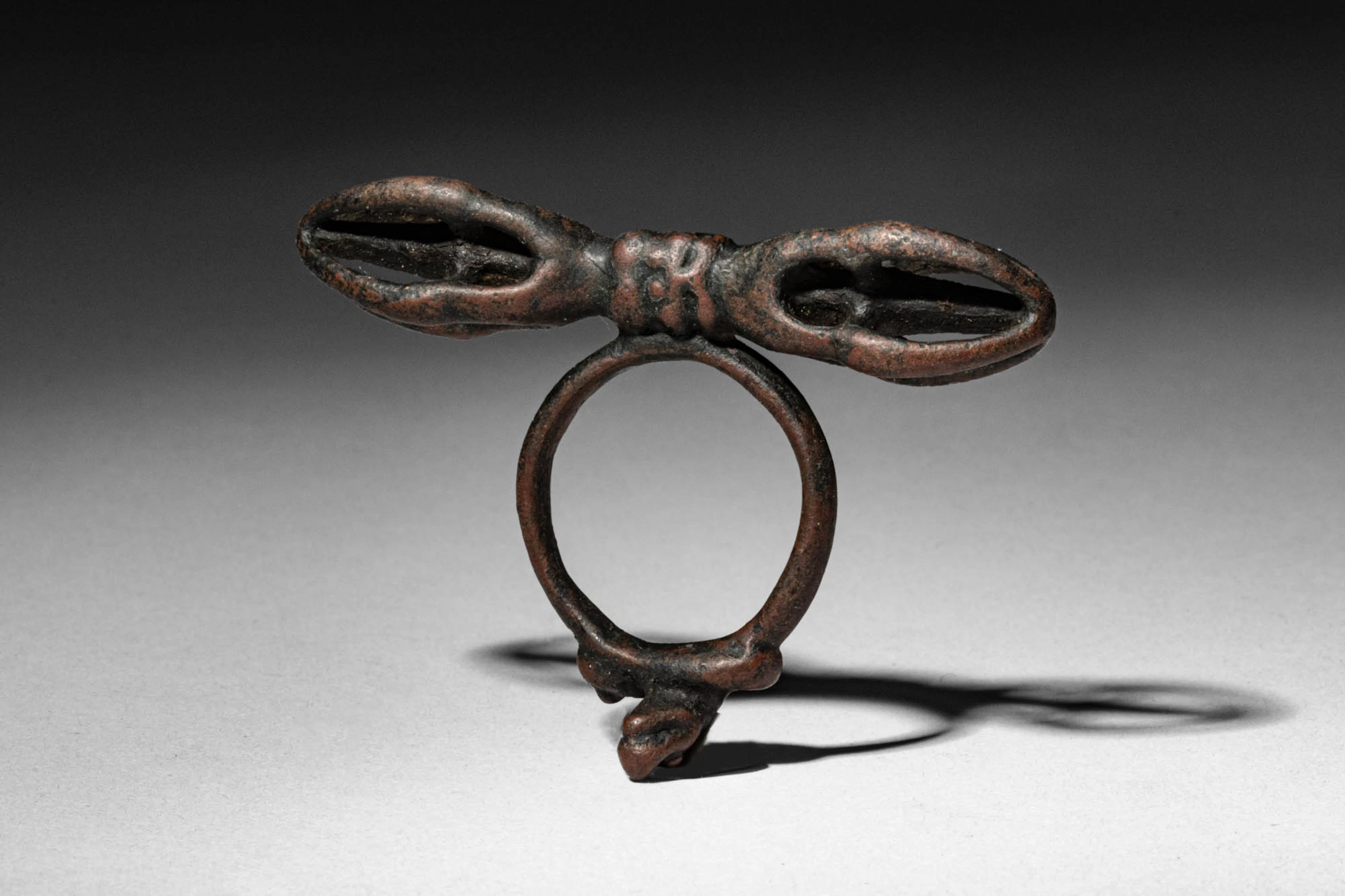 BRONZE VAJRA RING WITH WRATHFUL HEAD AND SNAKE