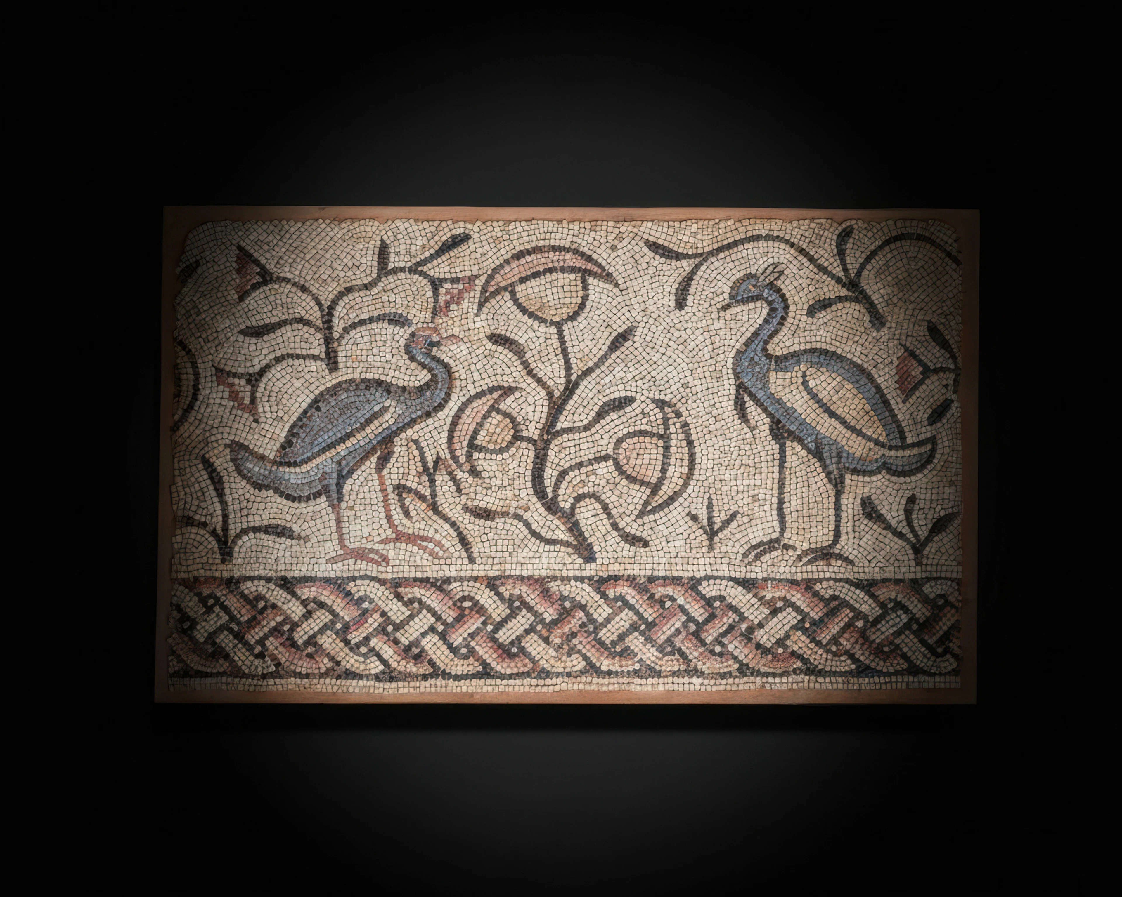 VERY LARGE LATE ROMAN MOSAIC PANEL WITH RIVER SCENE (WITH AUSTRIAN