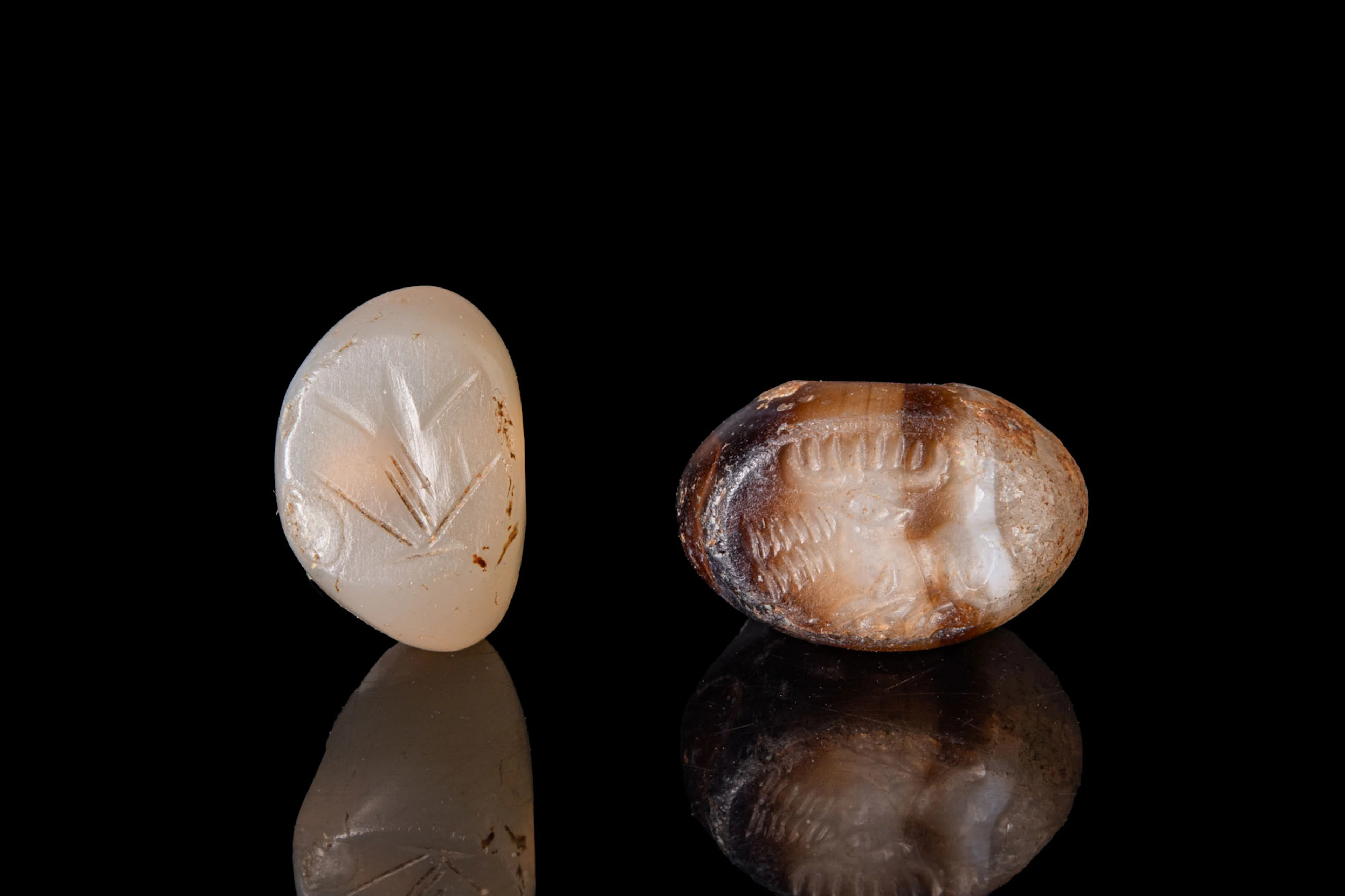 PAIR OF SASANIAN AGATE STAMP SEALS