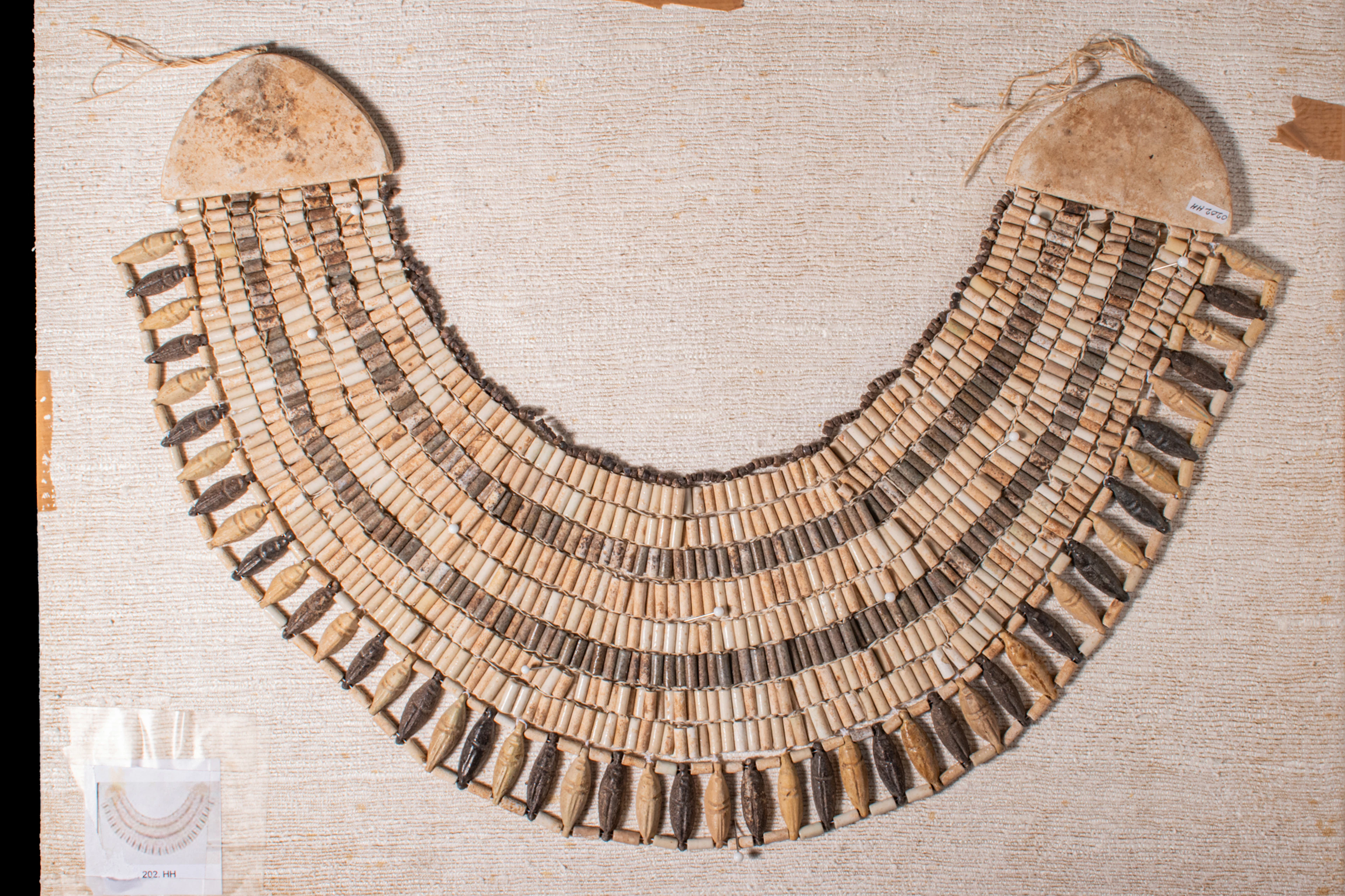 EGYPTIAN BICHROME GLAZED COMPOSITION BEADED BROAD COLLAR NECKLACE