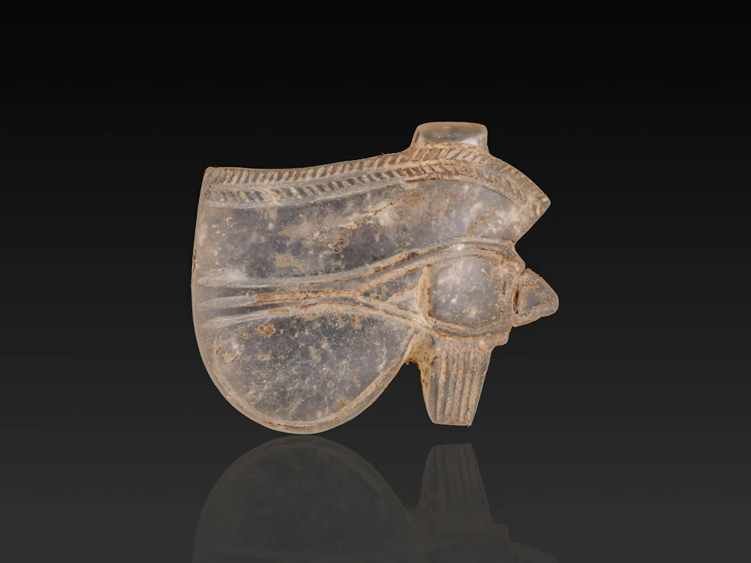 EGYPTIAN ROCK CRYSTAL WEDJAT EYE AMULET