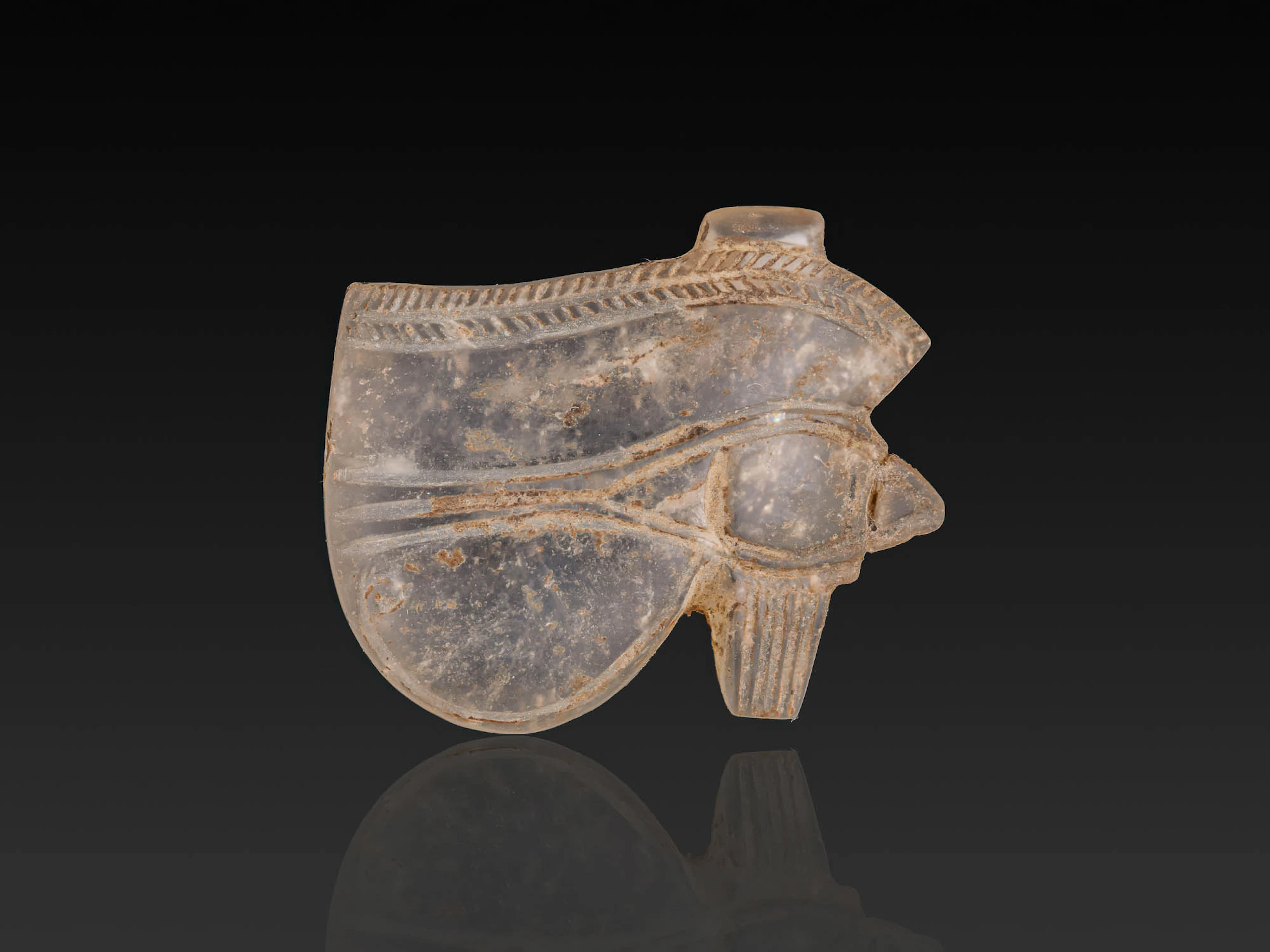 EGYPTIAN ROCK CRYSTAL WEDJAT EYE AMULET