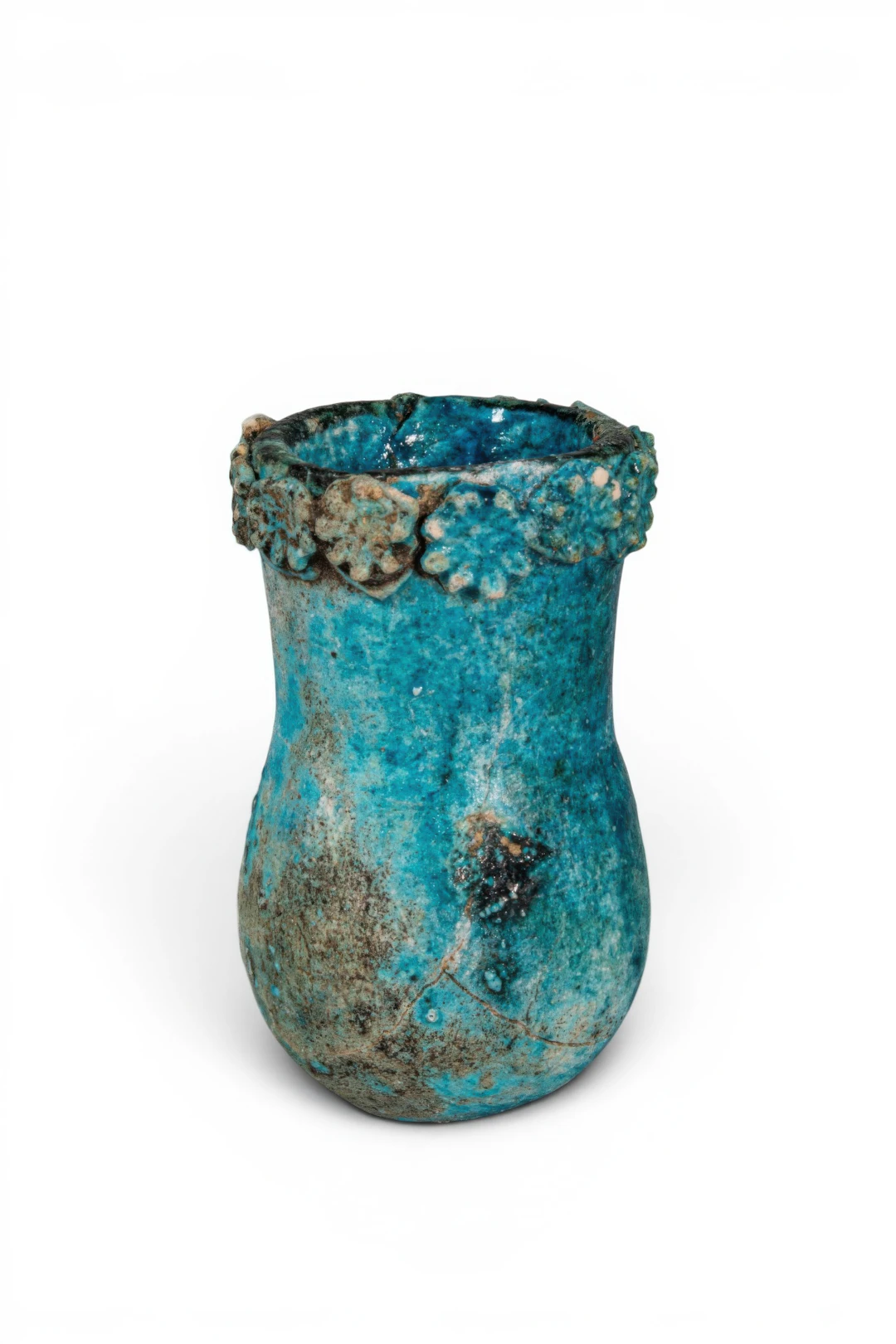 ROMANO-EGYPTIAN FAIENCE JAR WITH ROSETTES