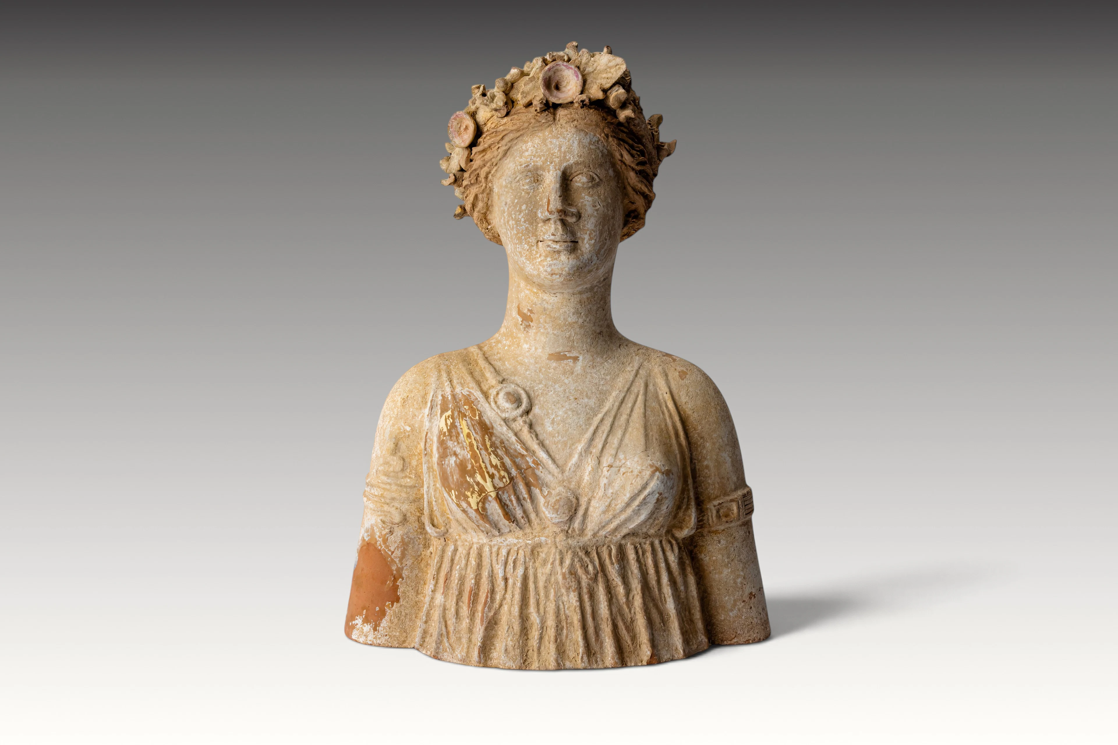LARGE CANOSAN TERRACOTTA BUST OF DEMETER