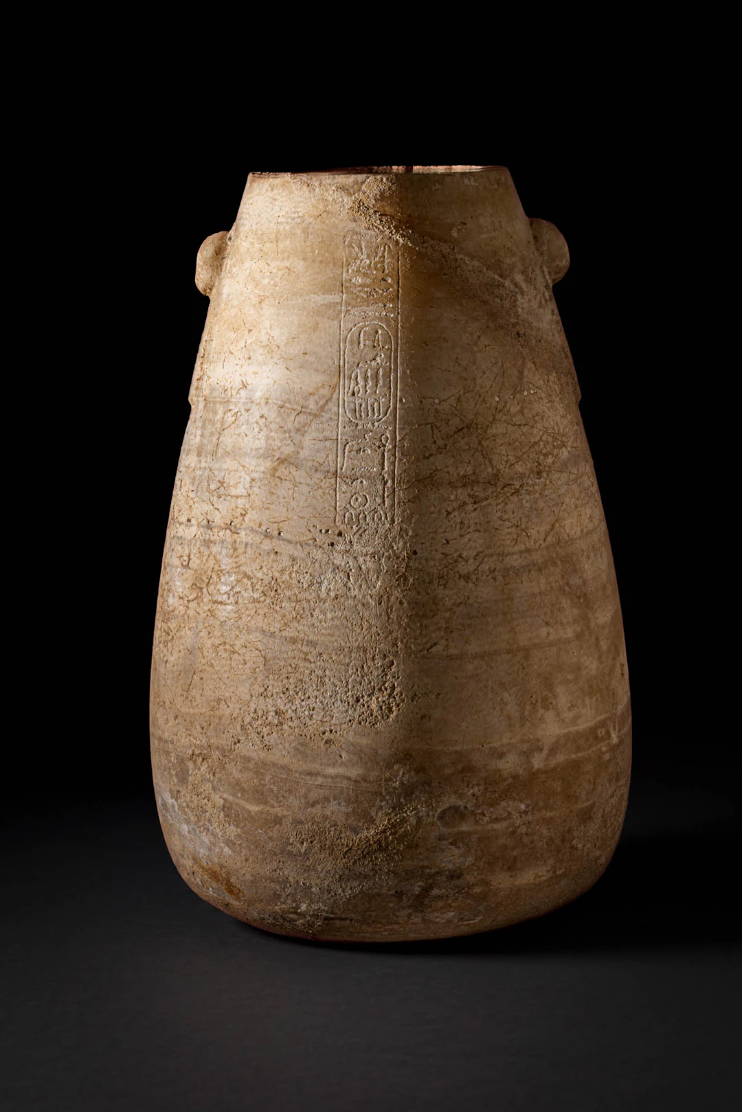 OUTSTANDING EGYPTIAN ALABASTER VESSEL OF DARIUS I WITH QUADRILINGUAL
