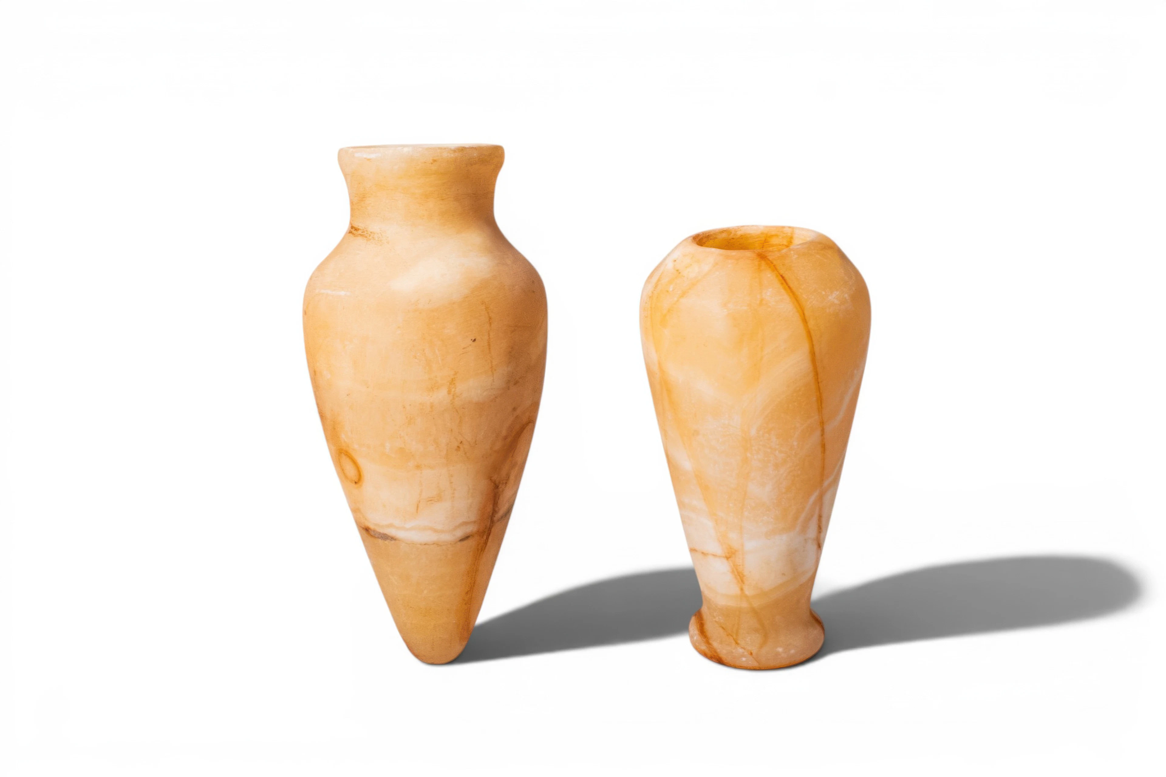 PAIR OF EGYPTIAN ALABASTER JARS