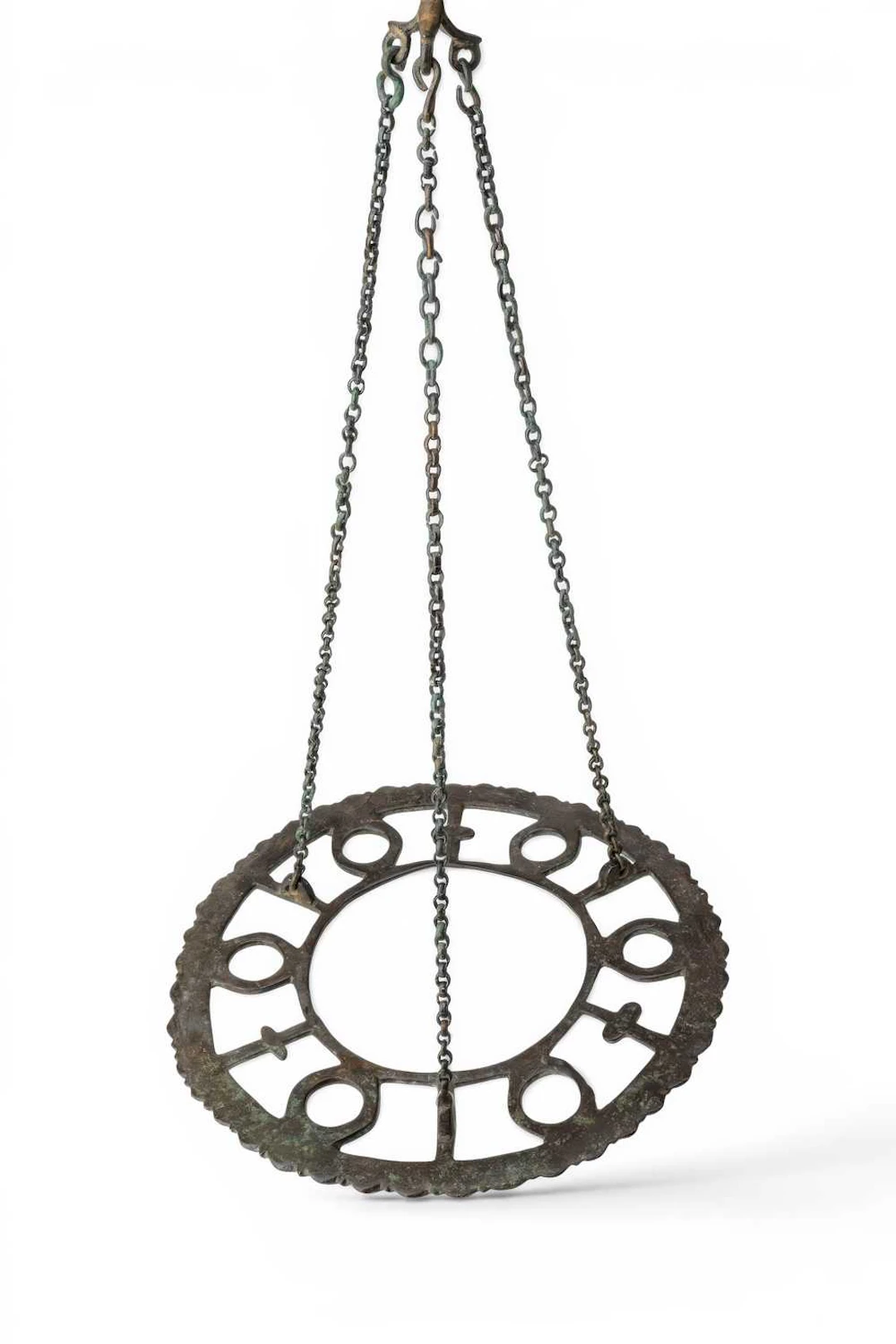 BYZANTINE BRONZE POLYCANDELON WITH ORIGINAL CHAINS