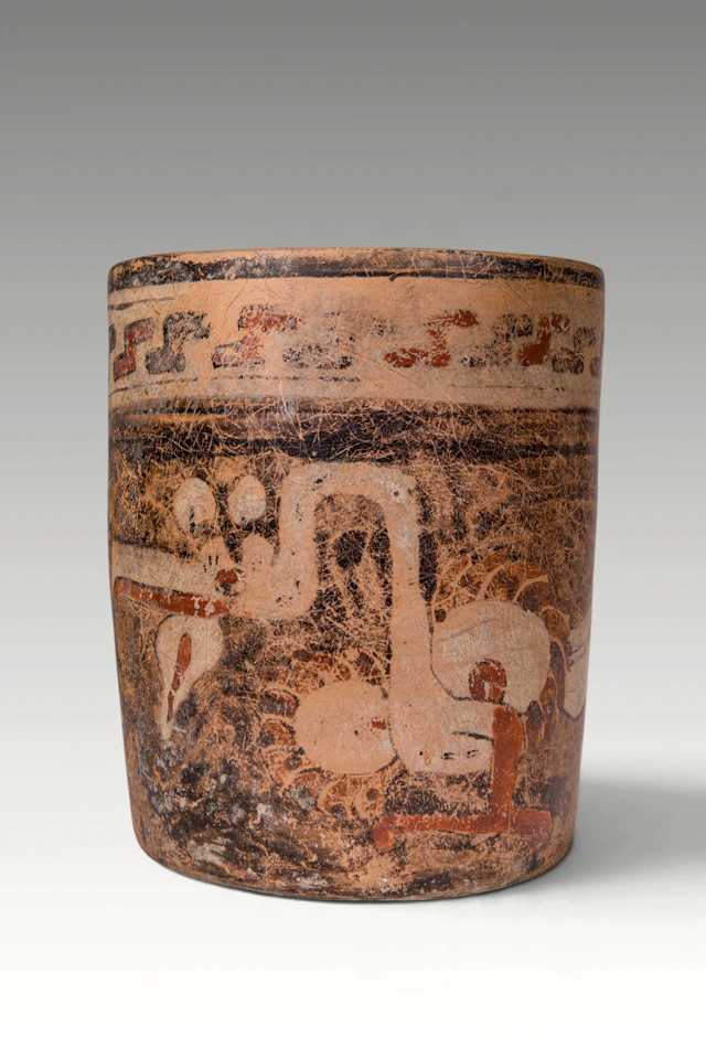 MAYAN POLYCHROME CYLINDRICAL VESSEL
