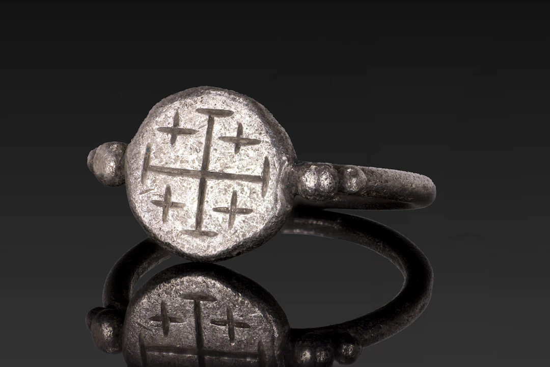 CRUSADER SILVER RING WITH JERUSALEM CROSS