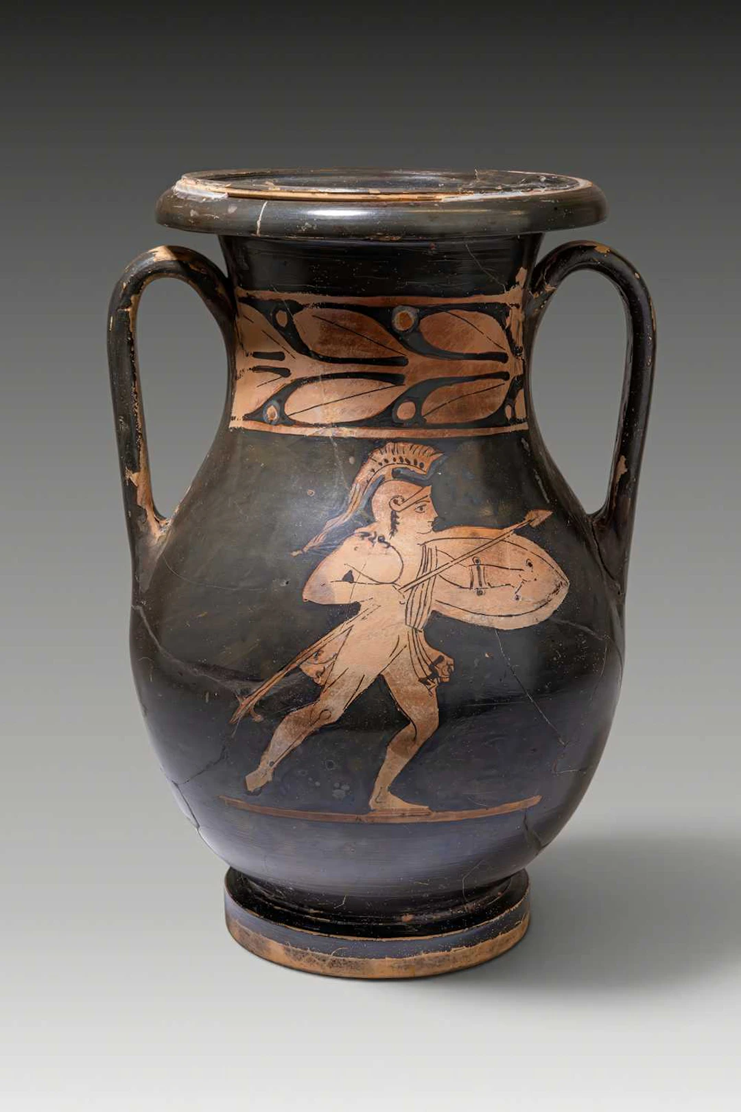 RARE GREEK RED-FIGURE PELIKE WITH HOPLITE