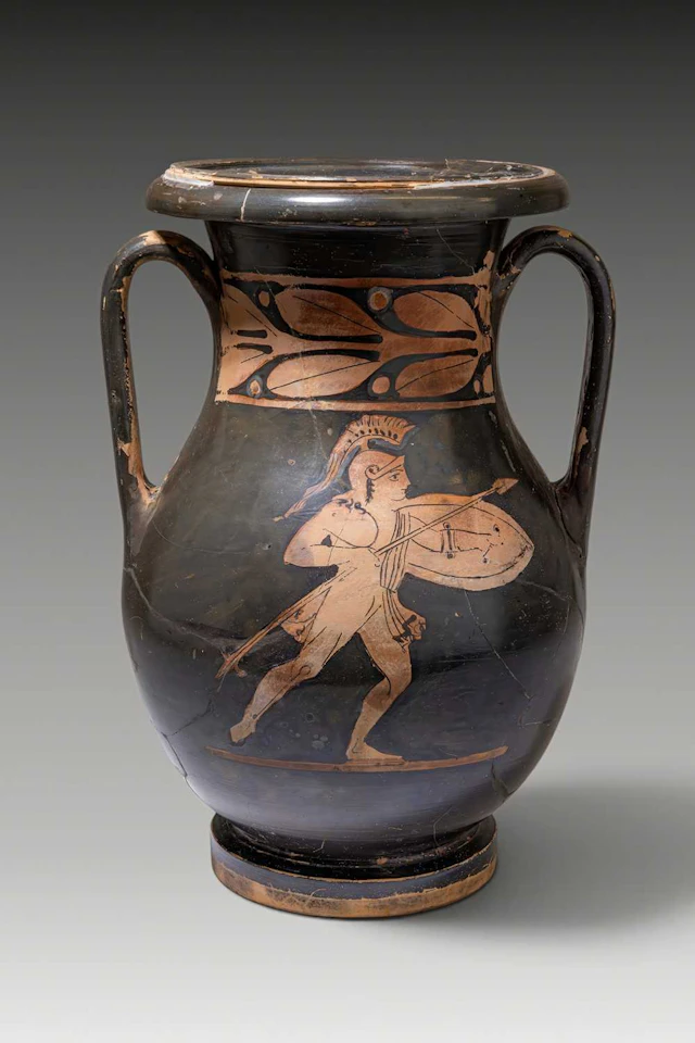 RARE GREEK RED-FIGURE PELIKE WITH HOPLITE