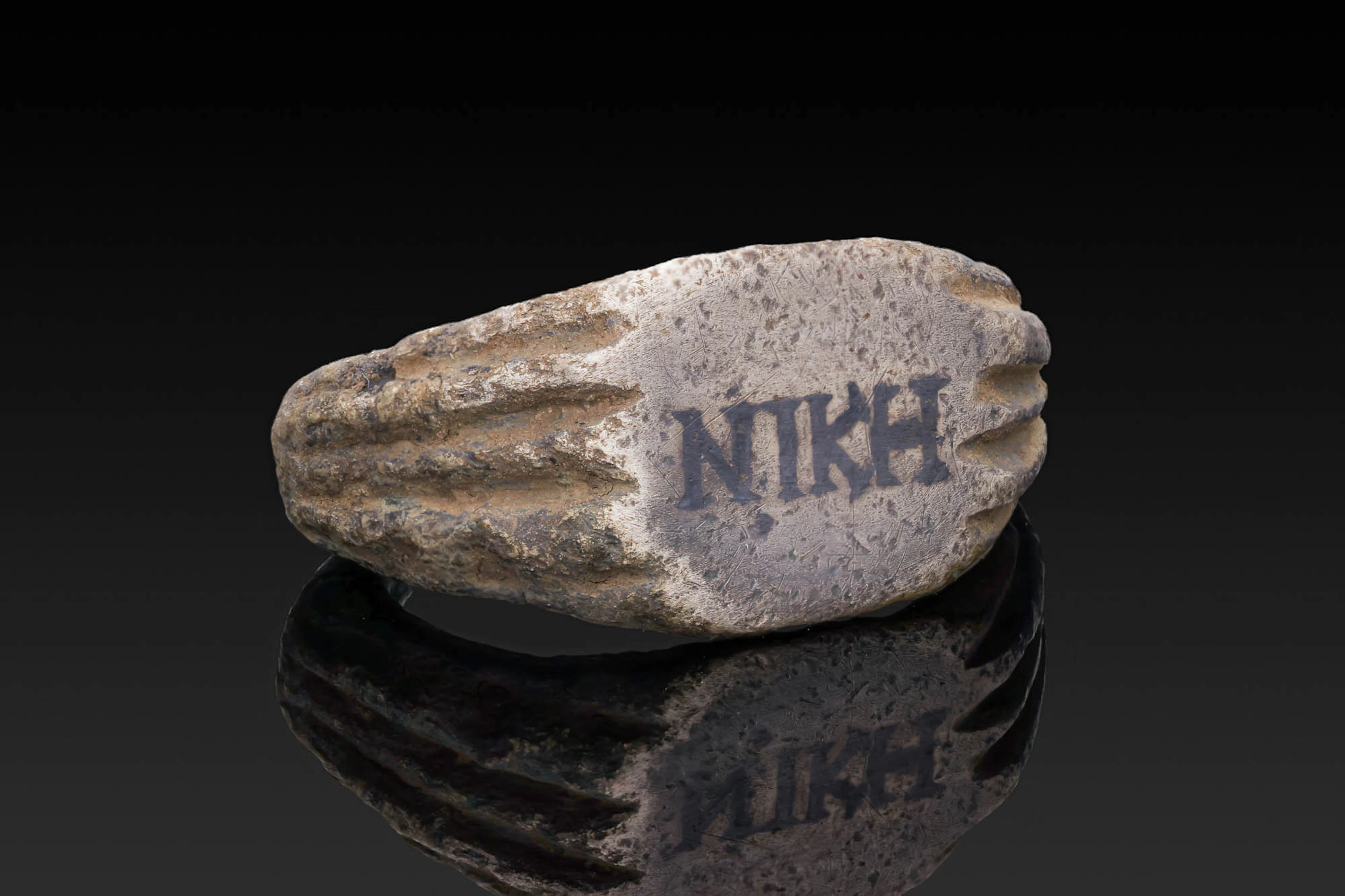 BYZANTINE SILVER AND NIELLO RING WITH 'NIKH' NIKATOR CHRISTOS INSCRIPTION