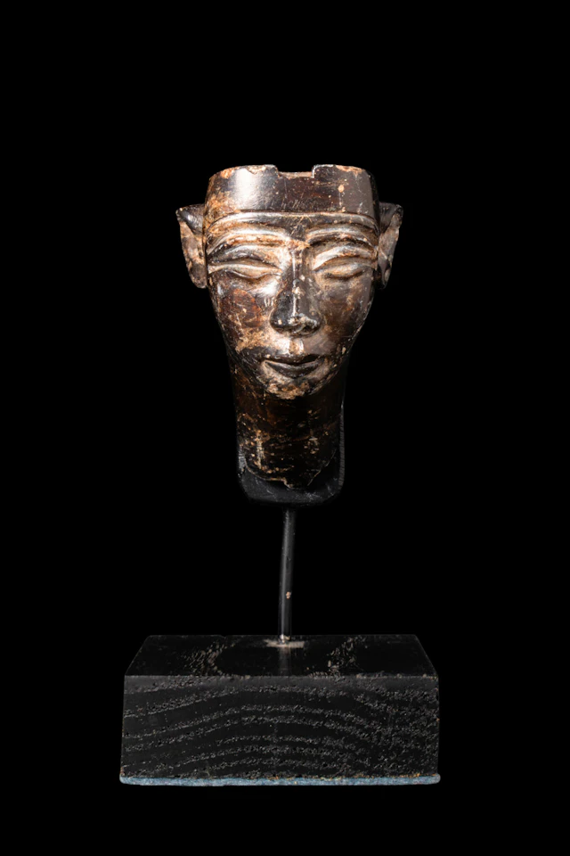 EGYPTIAN (OR LATER) HARD BLACK STONE HEAD OF QUEEN NEFERTITI