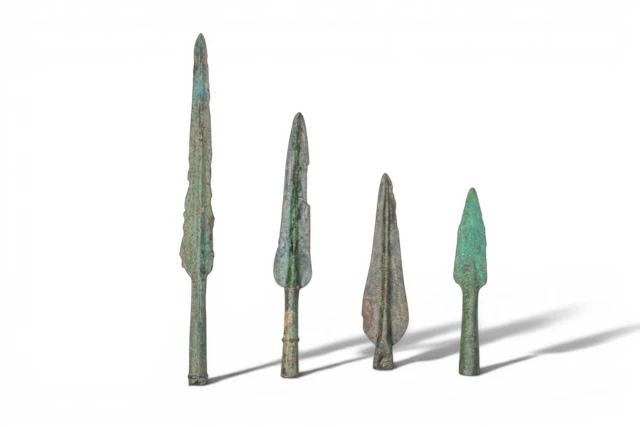 COLLECTION OF GREEK PERIOD BRONZE SOCKETED SPEARHEADS