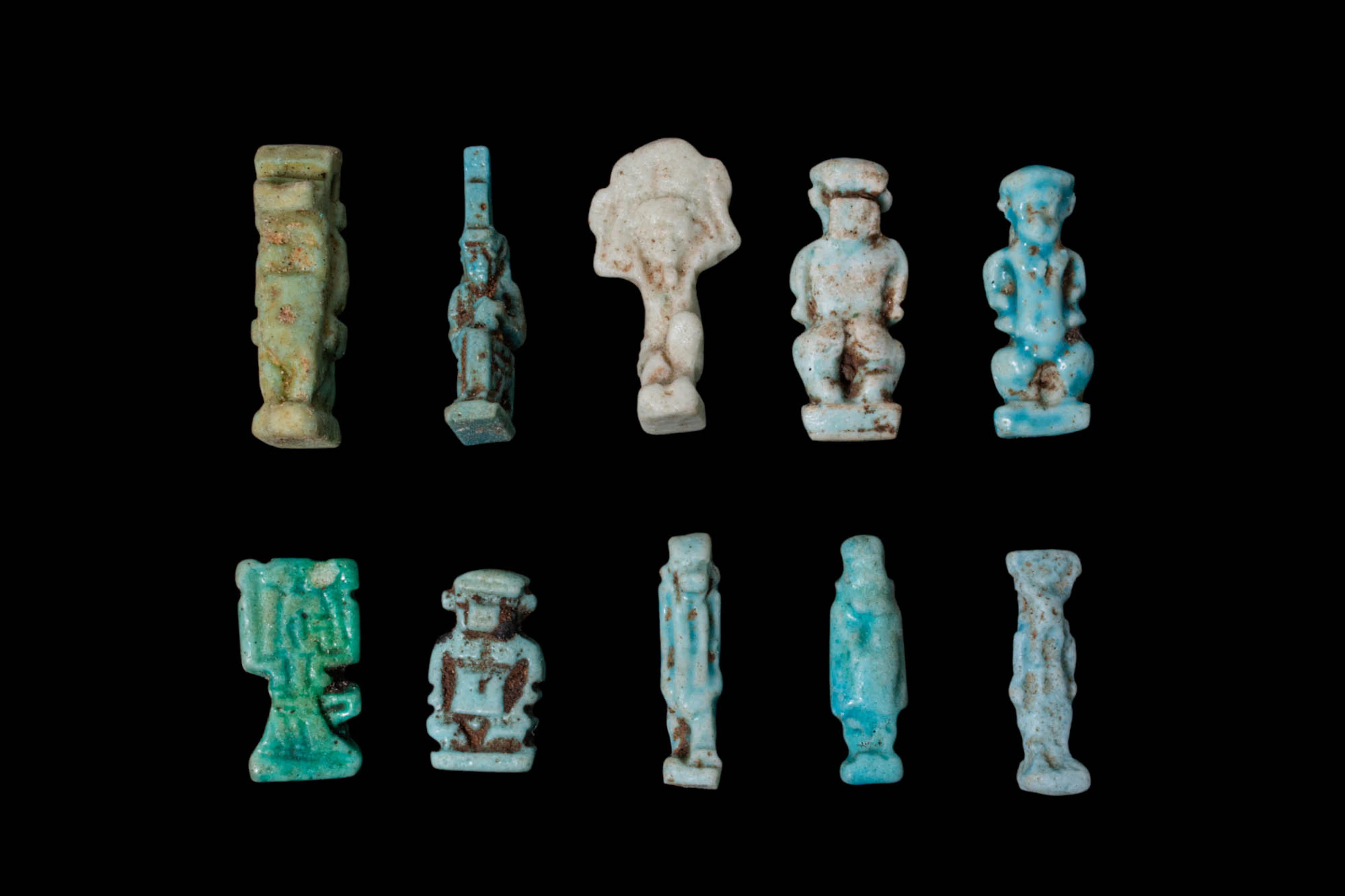 COLLECTION OF EGYPTIAN FAIENCE DEITIES AMULETS